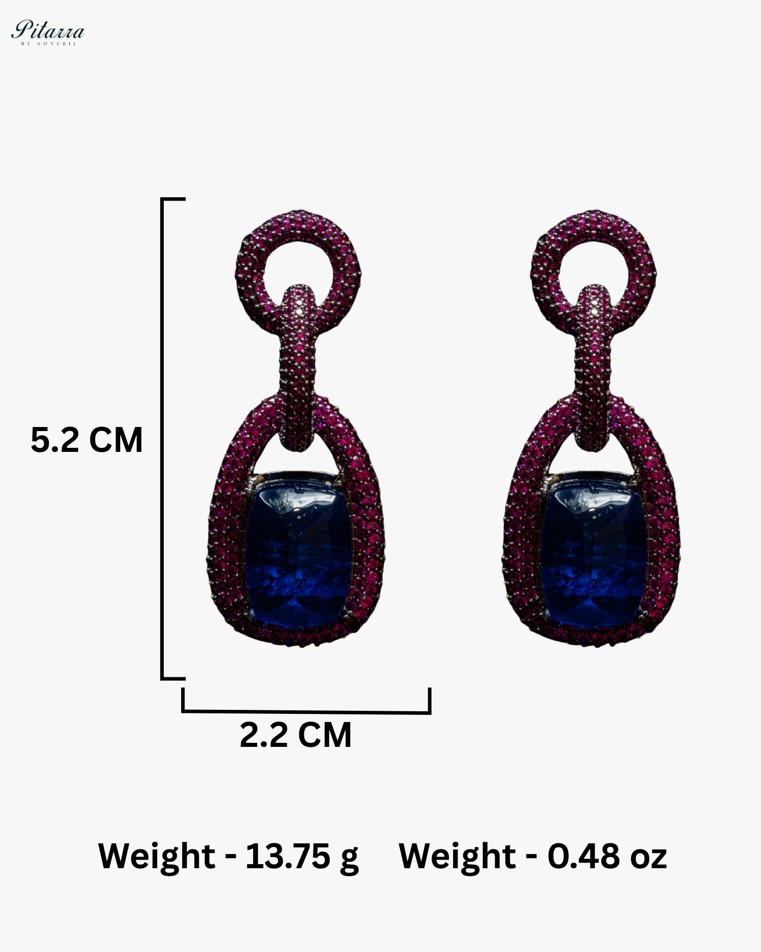 Blue Stone Pink Chain CZ Necklace Set