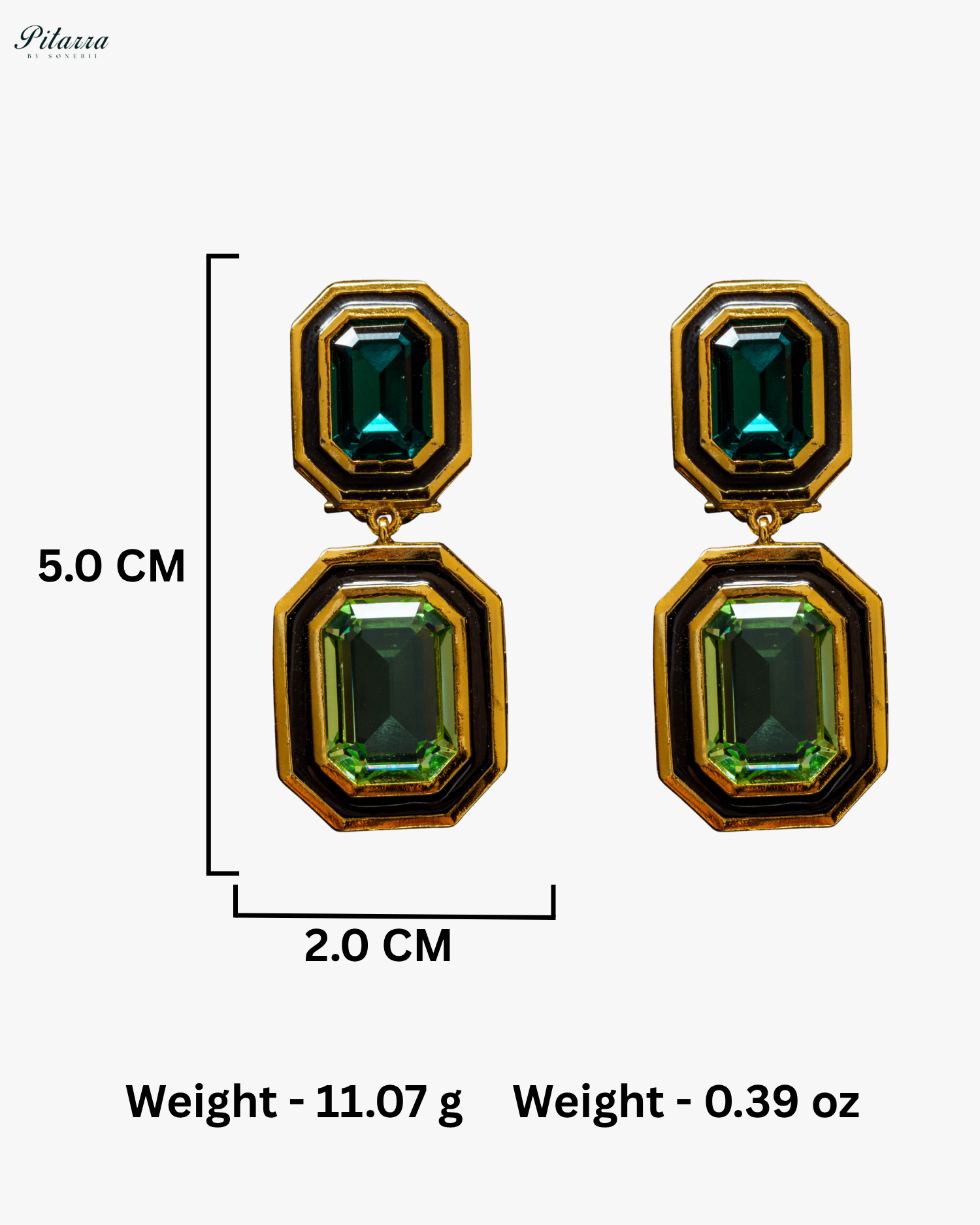 Green Two Tone Crystal Earrings