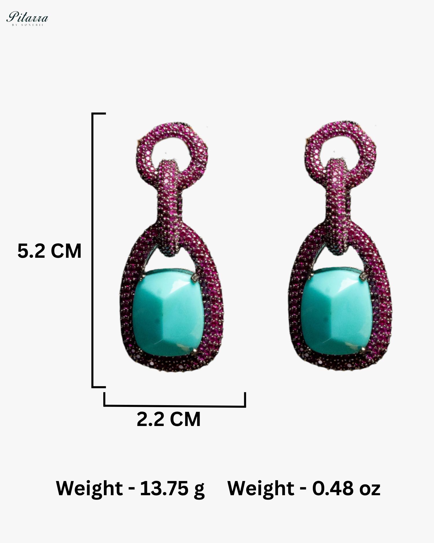 Turquoise Blue Stone Pink Chain CZ Necklace Set