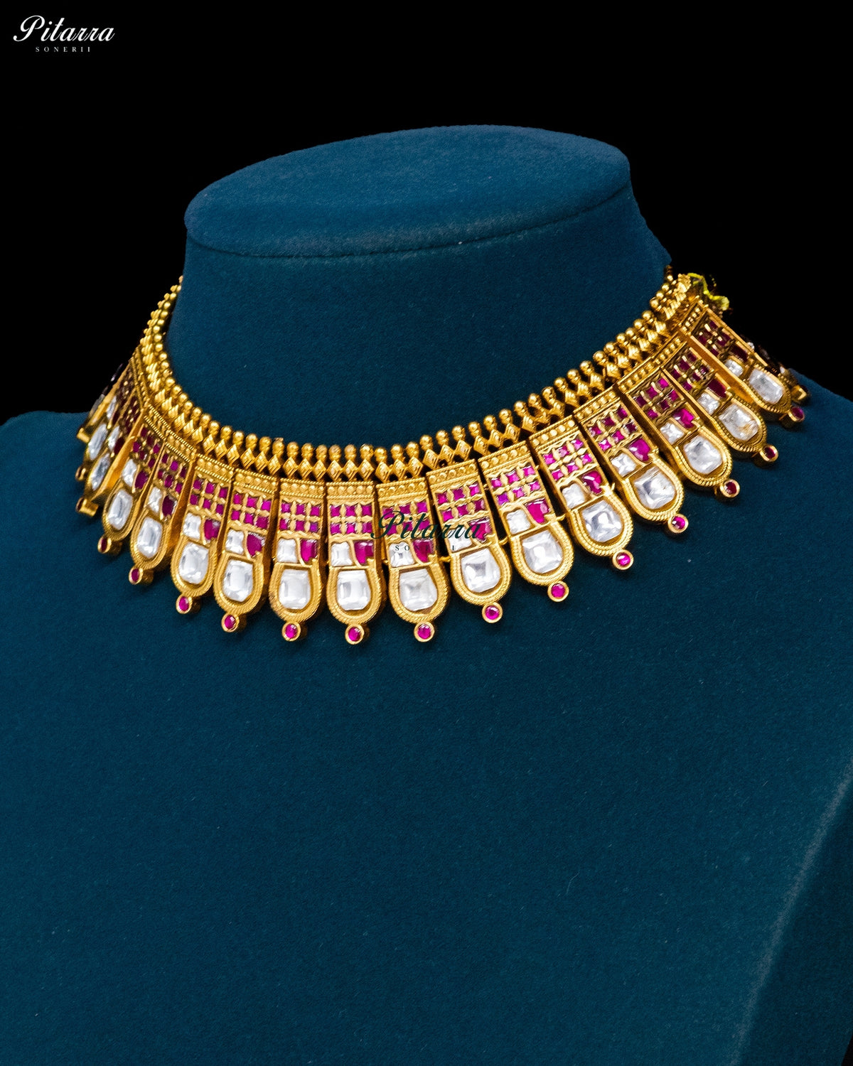 Pink & White Kundan Necklace Set