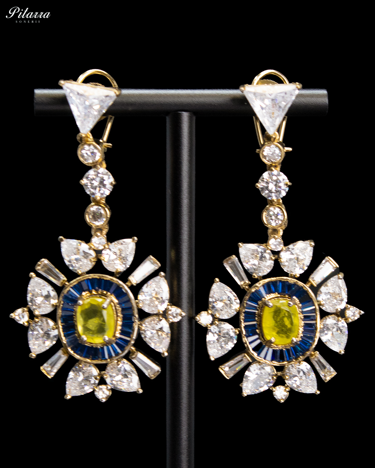 Lime Green Oval Kundan Sunburst Design Drop Earrings