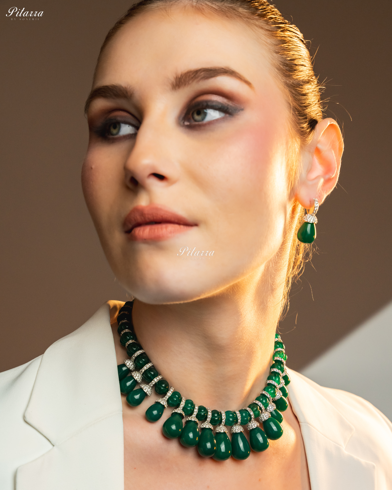 Emerald Green Stone Statement Necklace Set