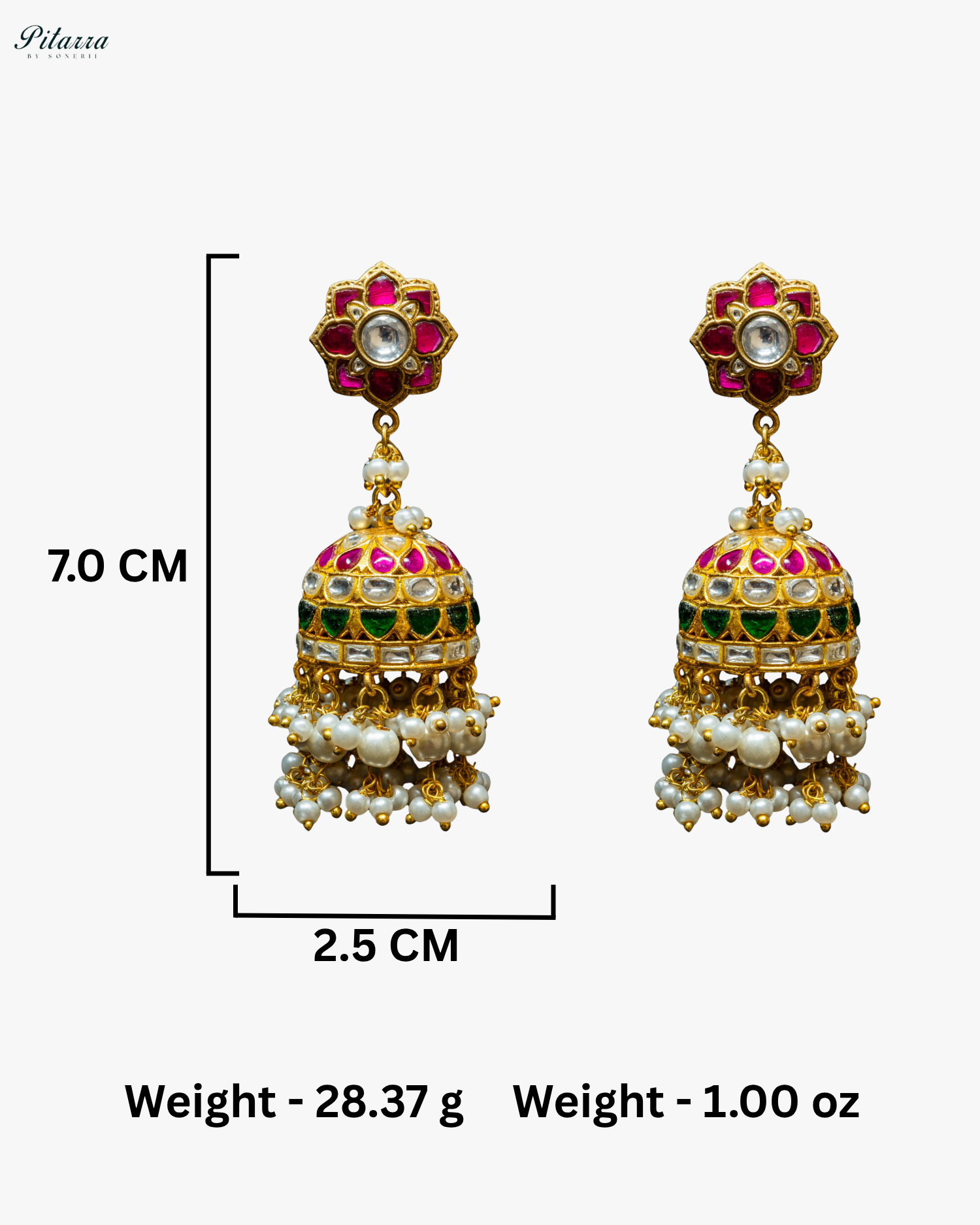 Golden Flora Design Premium Kundan Jhumkas