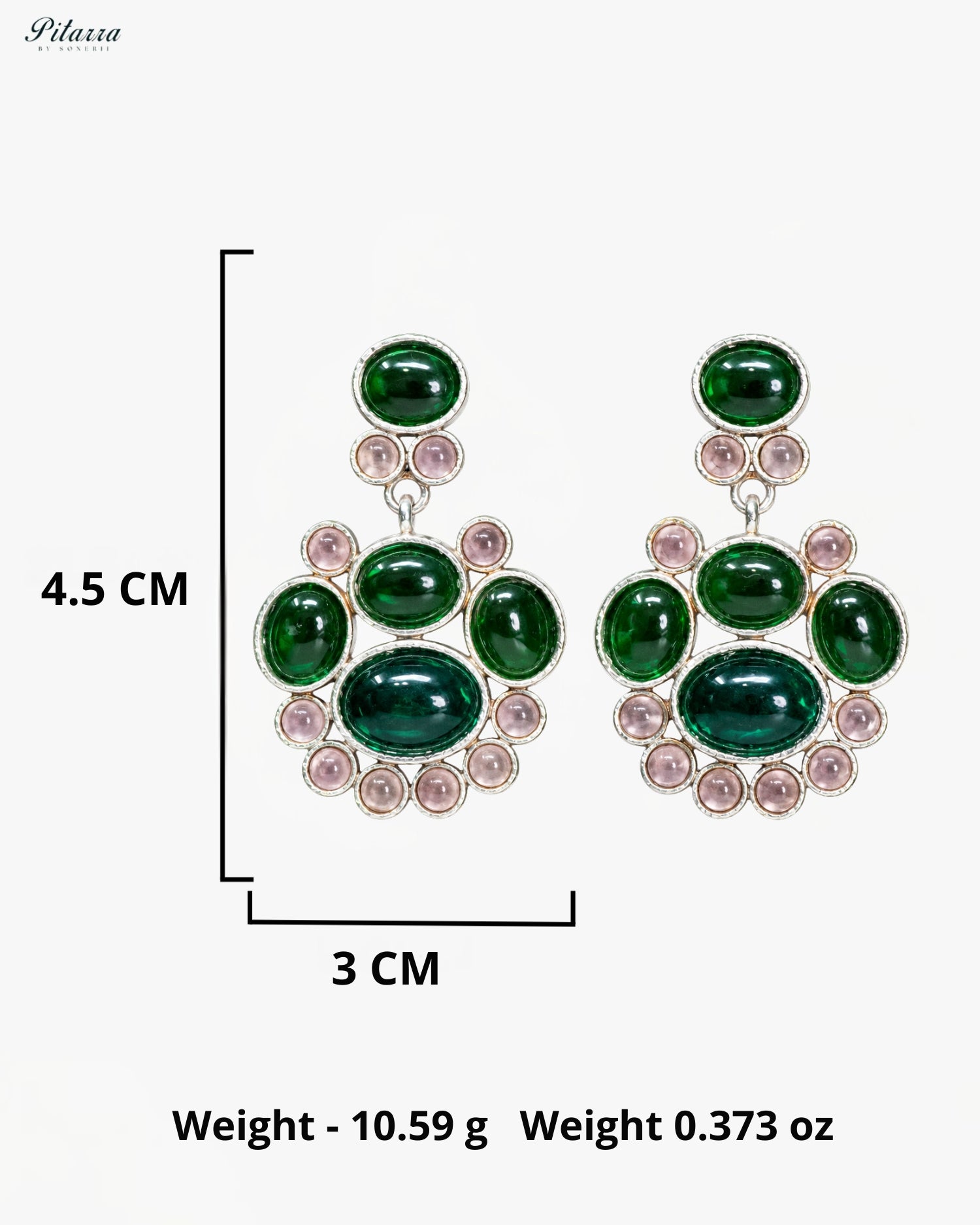 Royal Emerald & Blush Stone Silver Look Alike Statement Choker Set