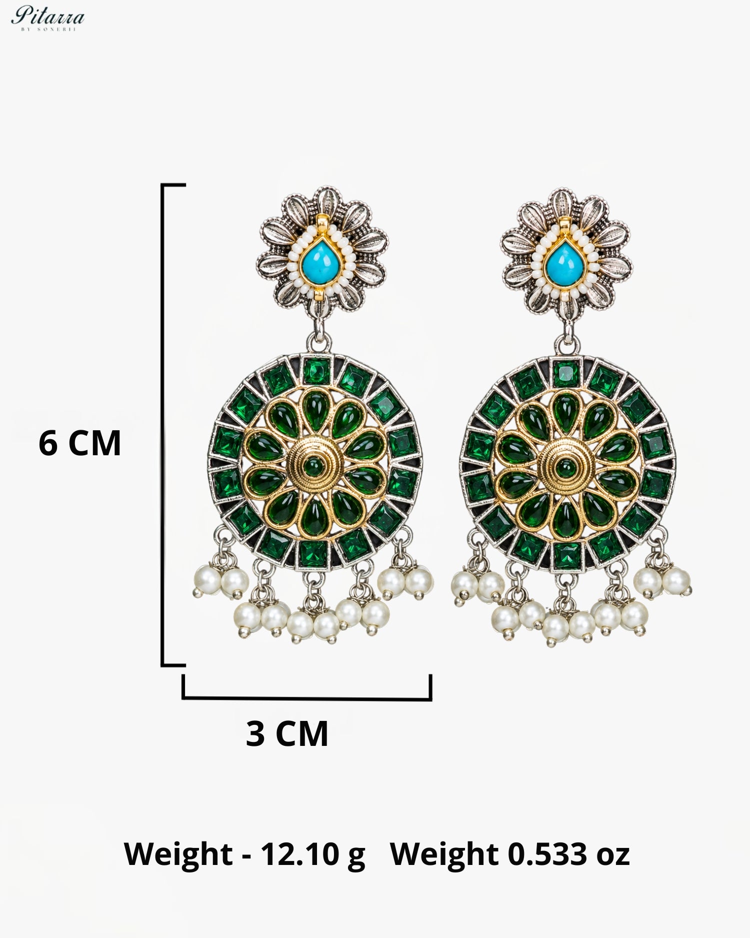 Royal Peacock Silver Look Alike Statement Necklace Set