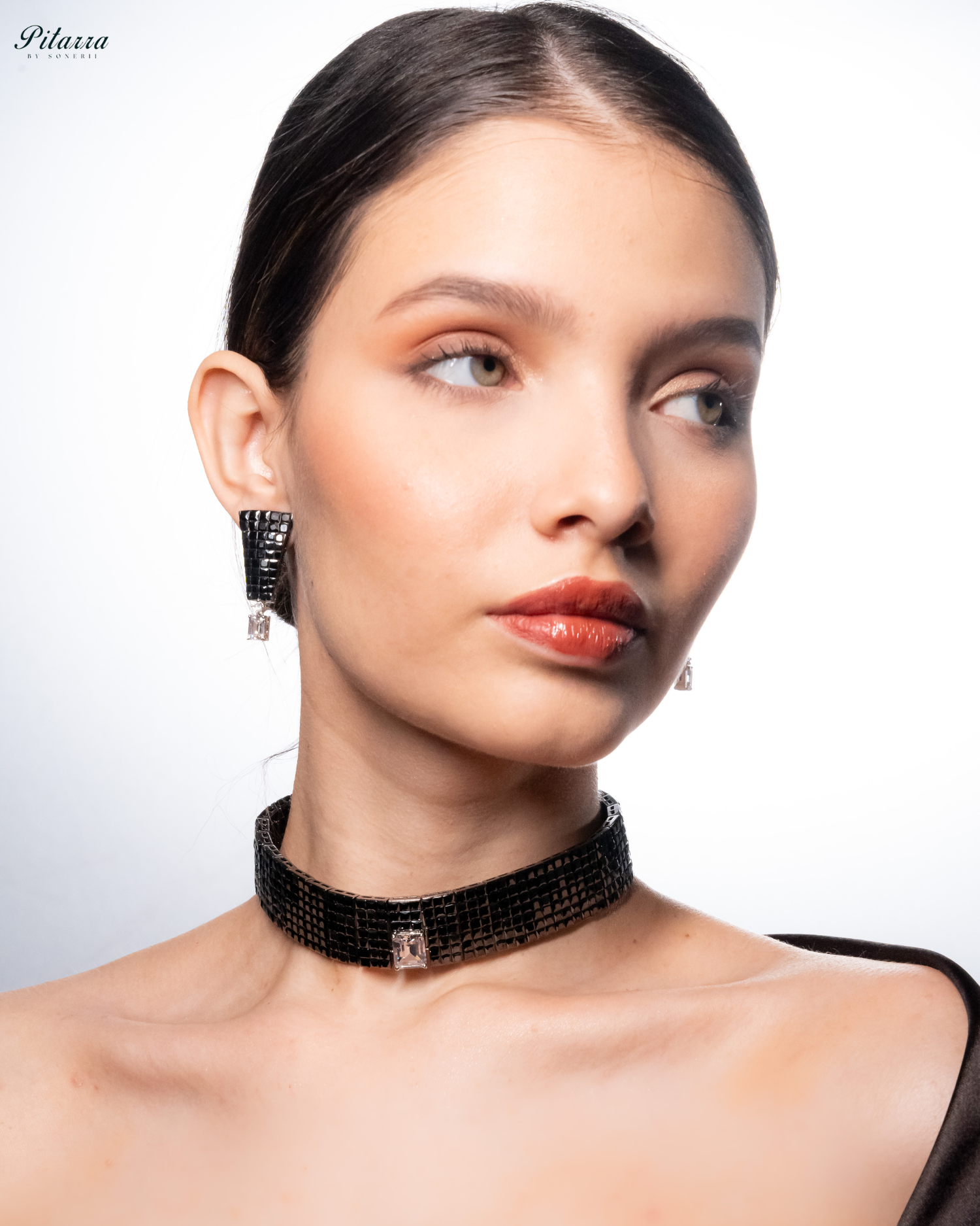 Black CZ Choker Set_Side Image