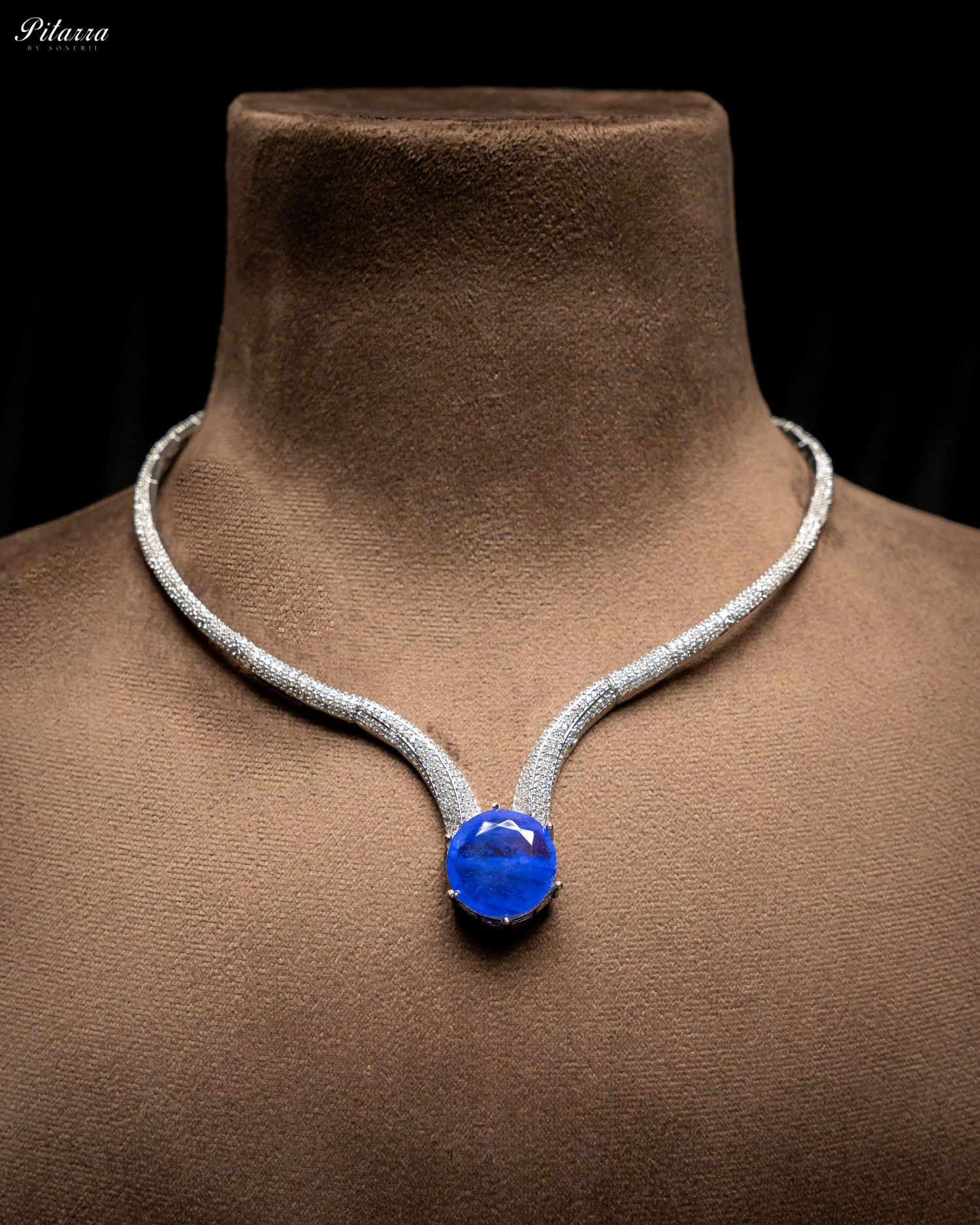 Blue Drop Stone CZ Necklace Set_Necklace