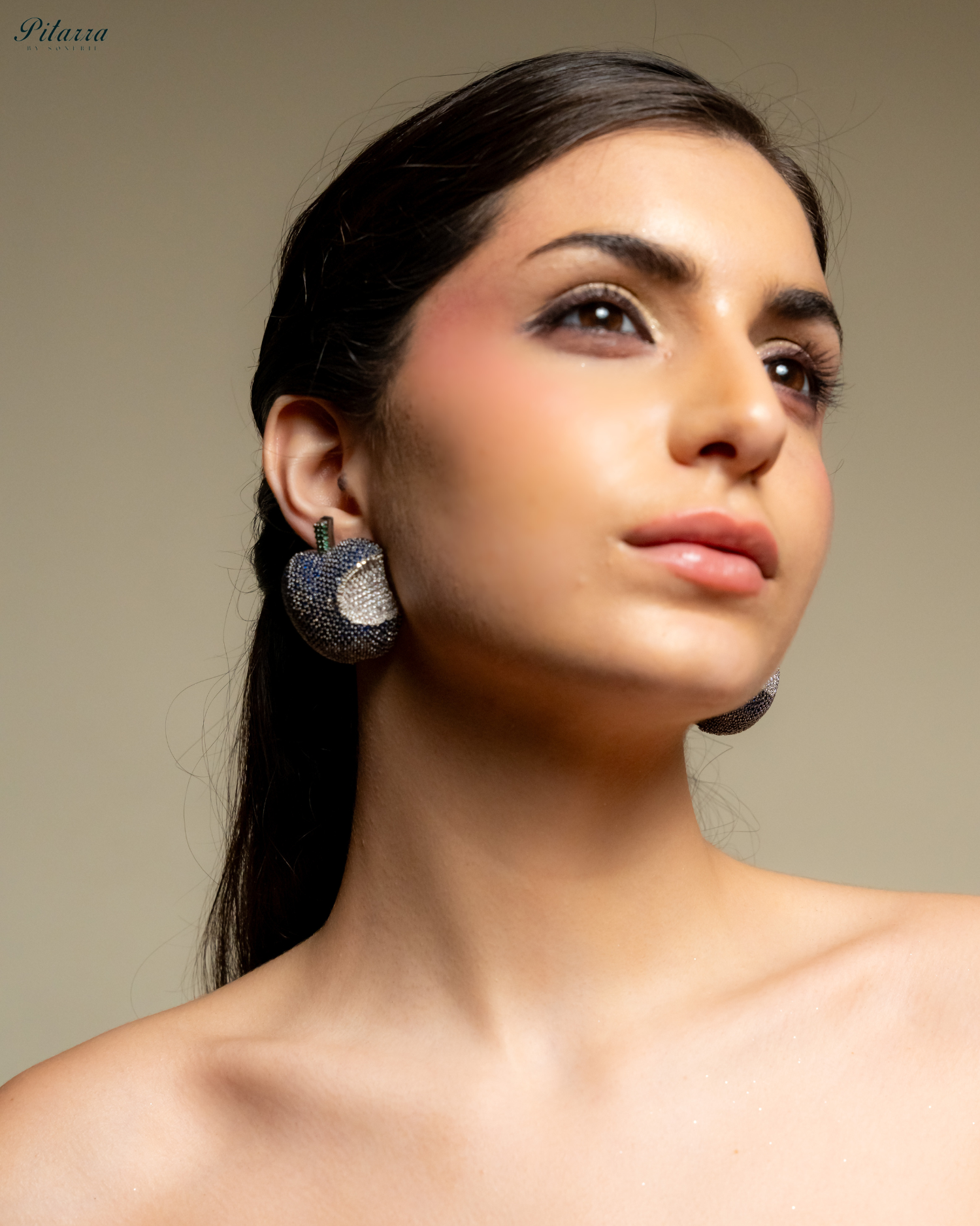 Blue Victorian Polish Earrings_Side Pose