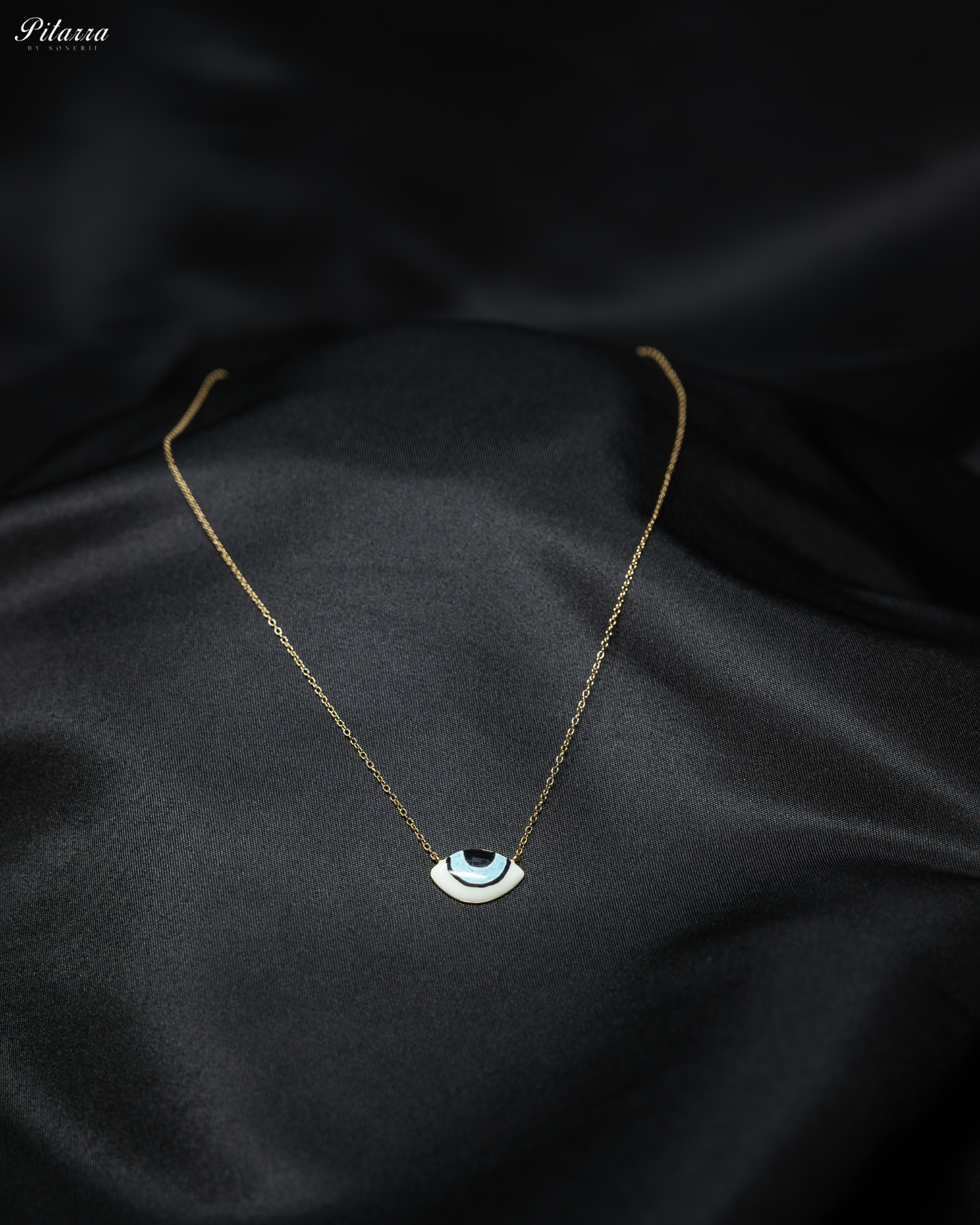Light Blue Evil Eye Gold Chain 92.5 Silver Necklace