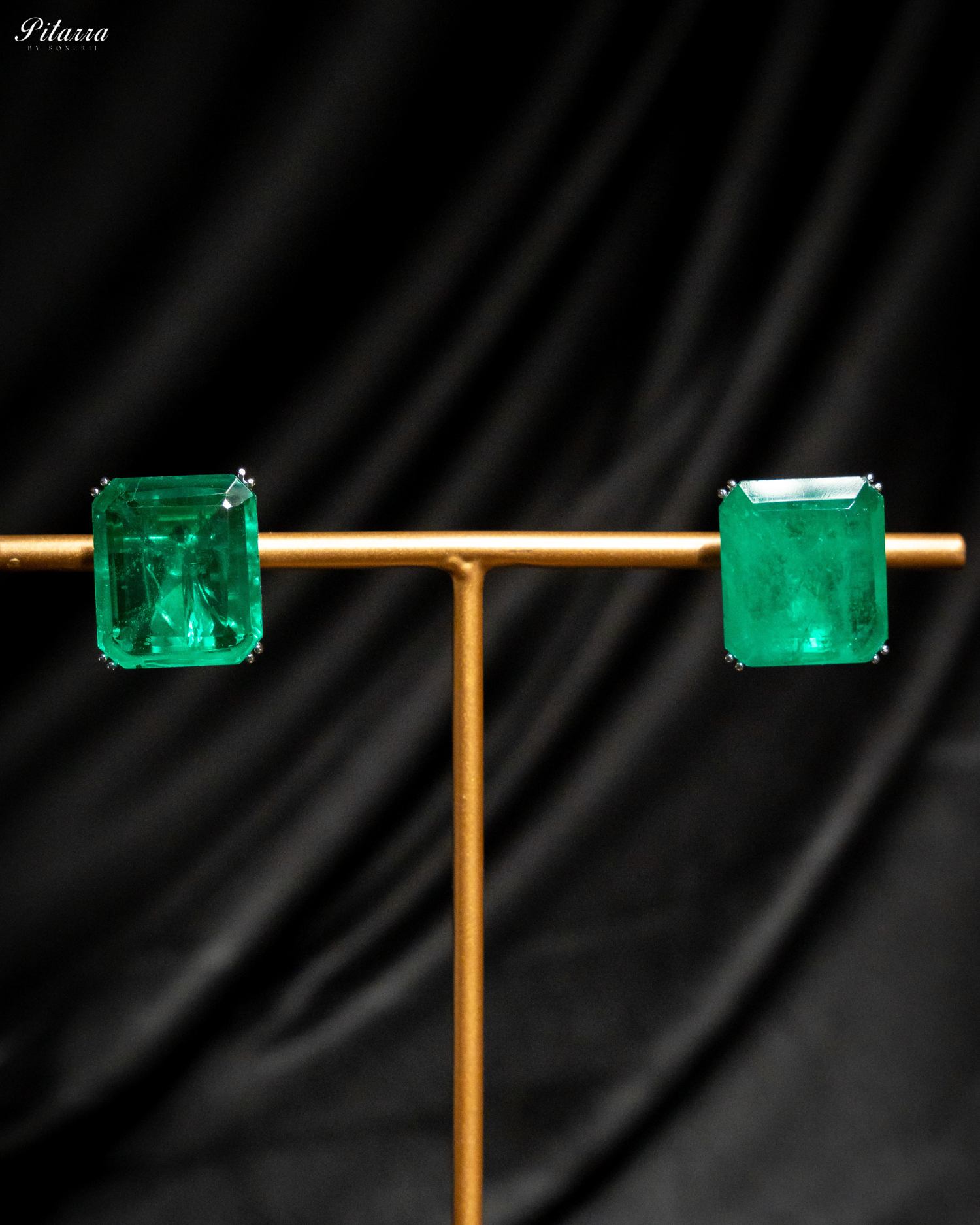 Classic Square Emerald Green CZ Necklace Set_Earrings