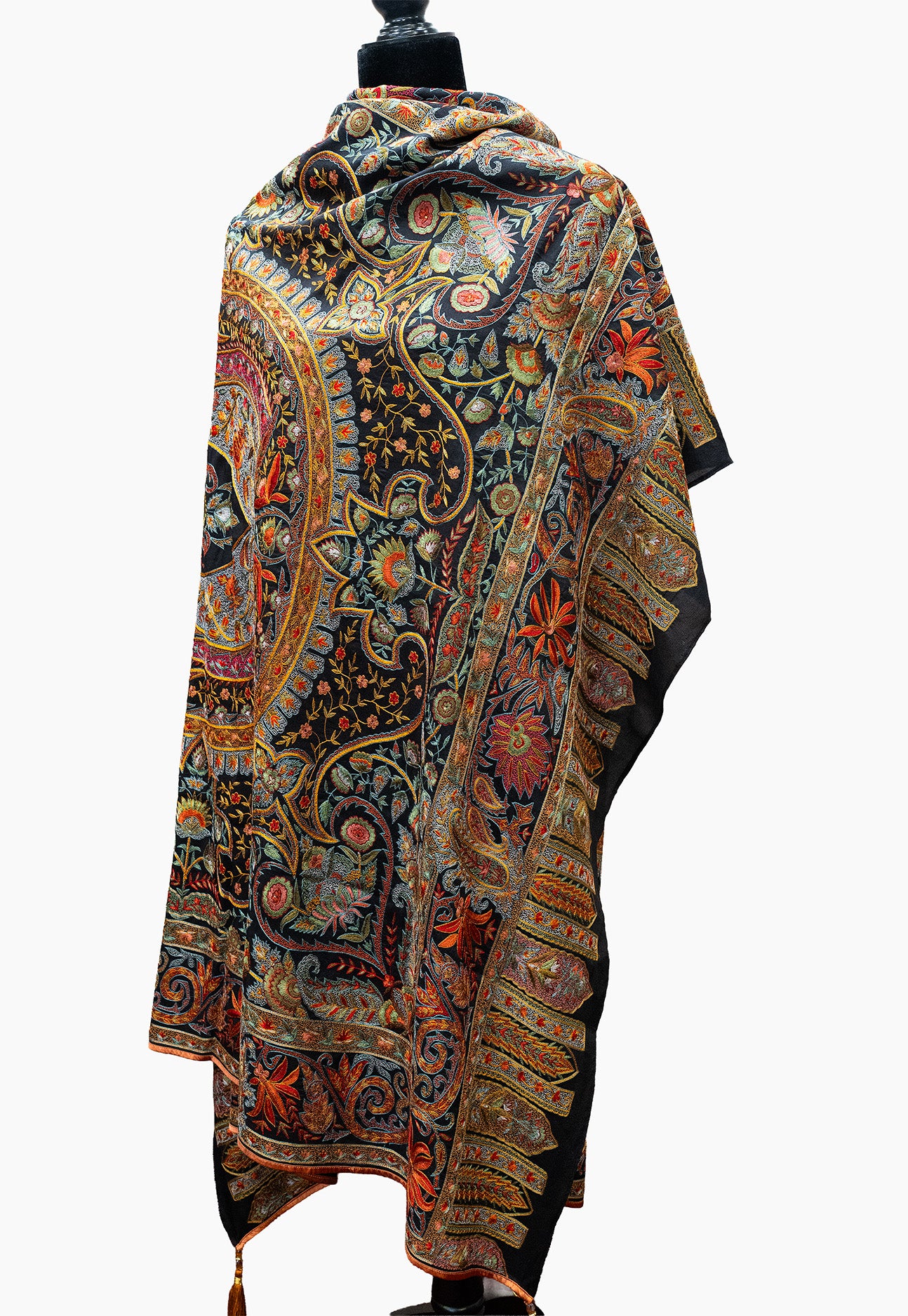 Royal Midnight Kashmiri Sozni Embroidered Shawl