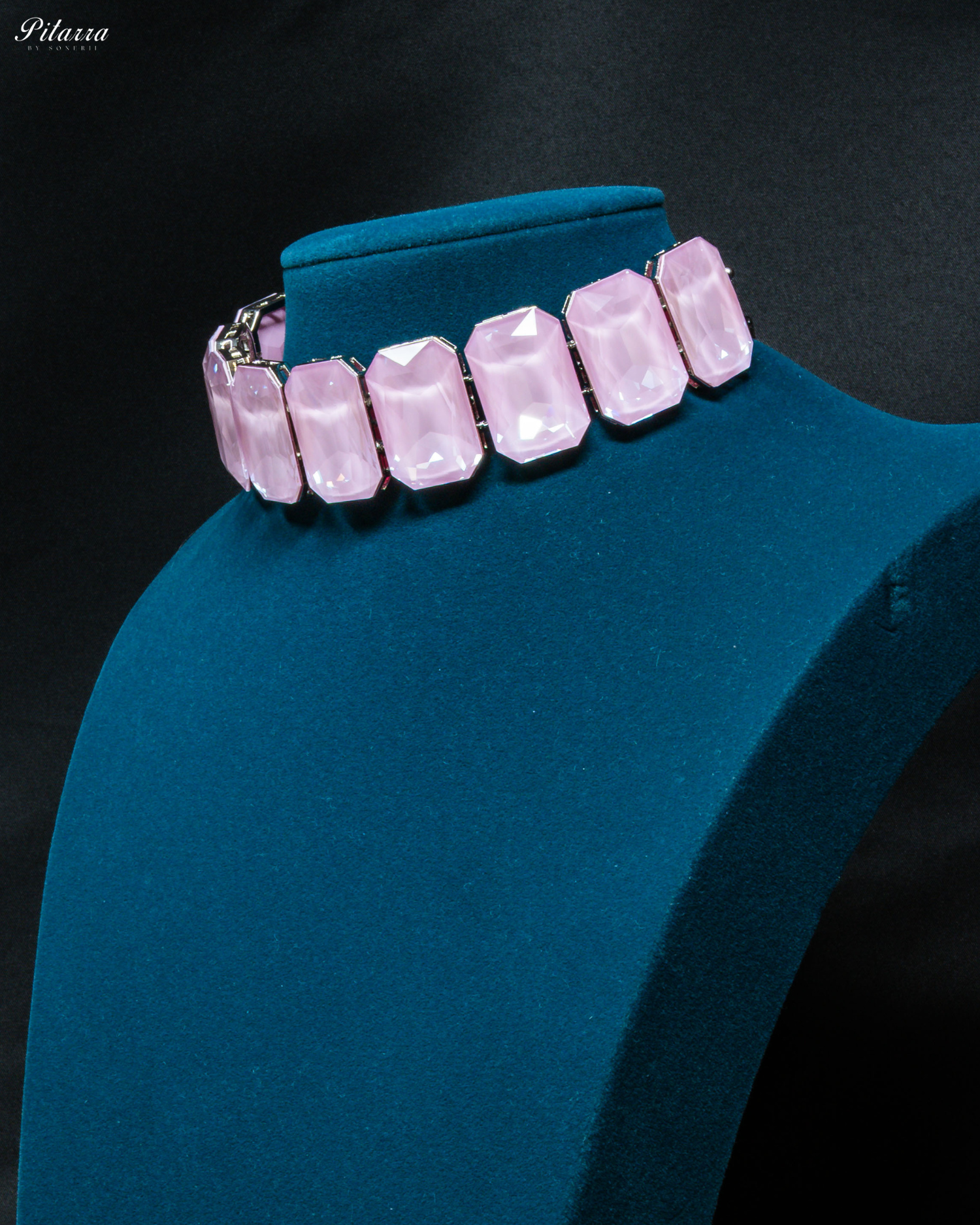 Elite Mauve Stone Crystal Choker Set_Side Angle