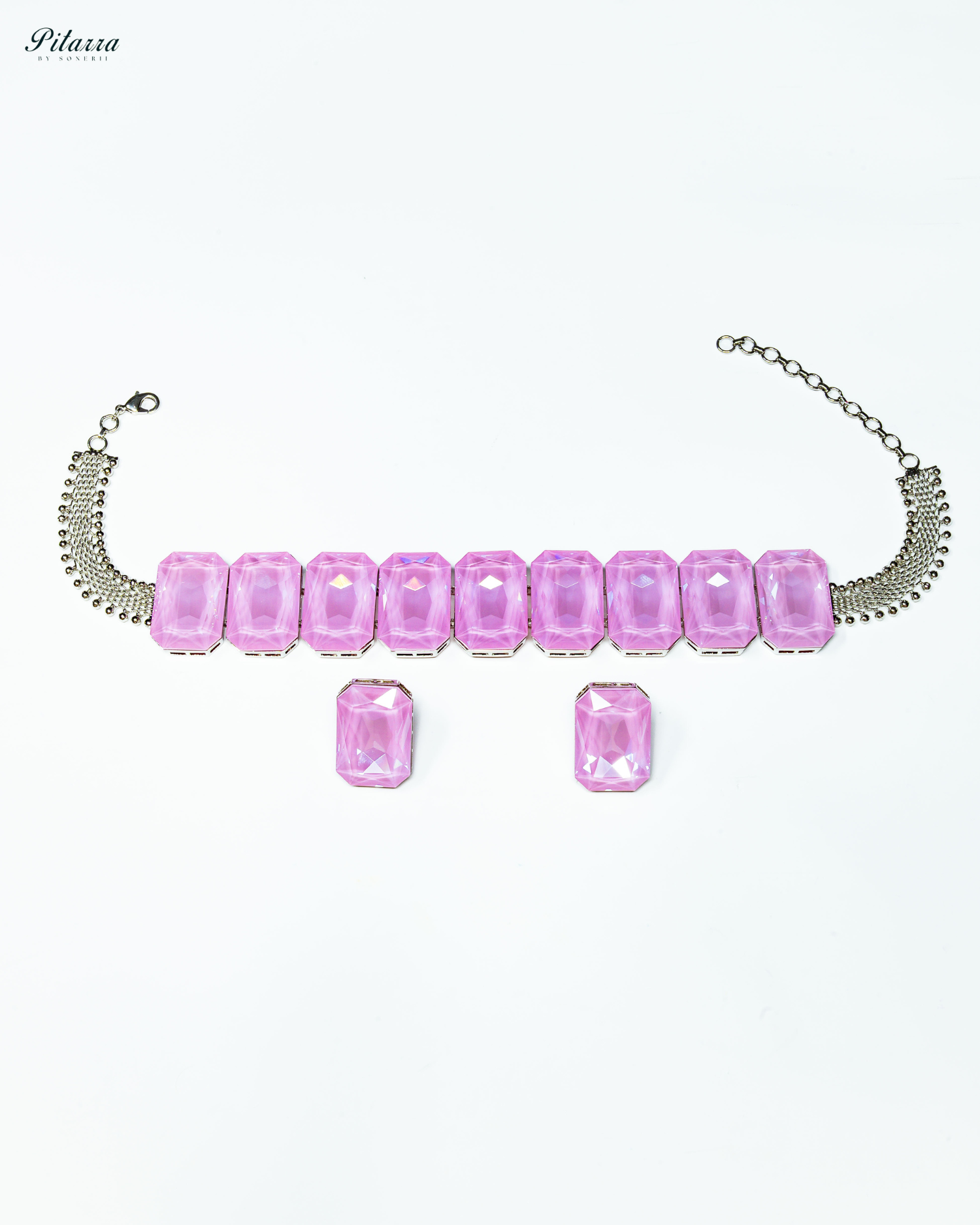 Elite Mauve Stone Crystal Choker Set_White Background