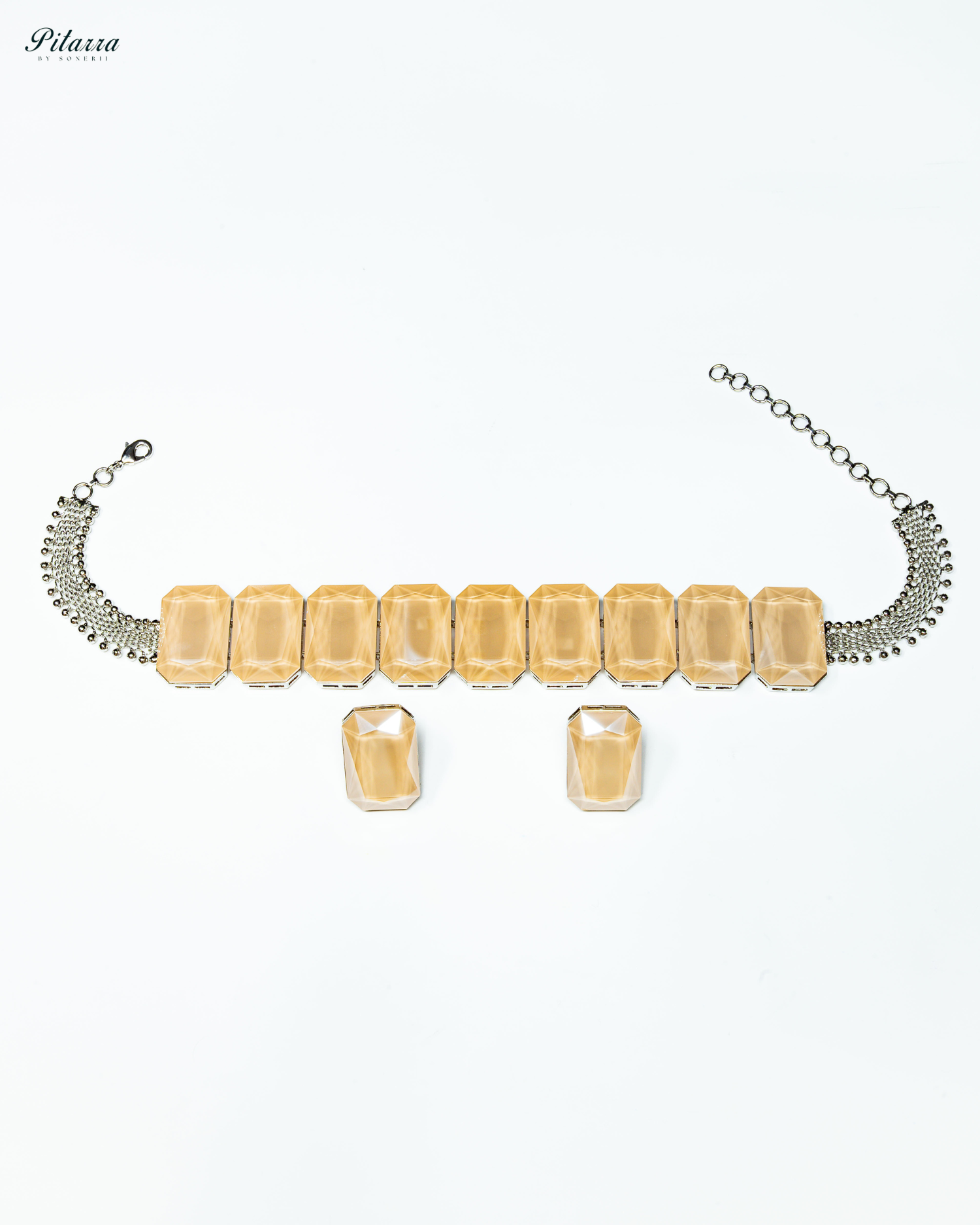 Elite Pastel Stone Crystal Choker Set_White Background