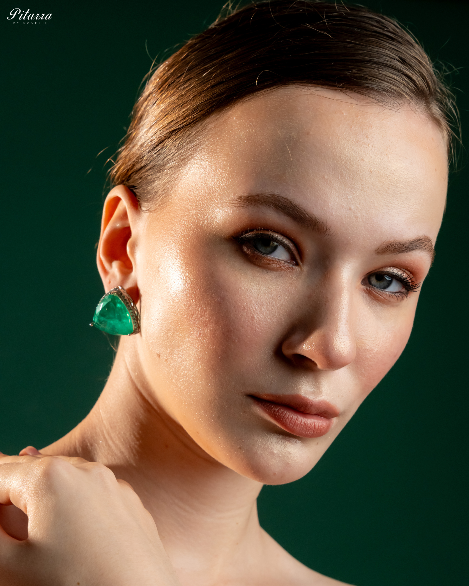Emerald Green Colored Stone CZ Earrings_Side