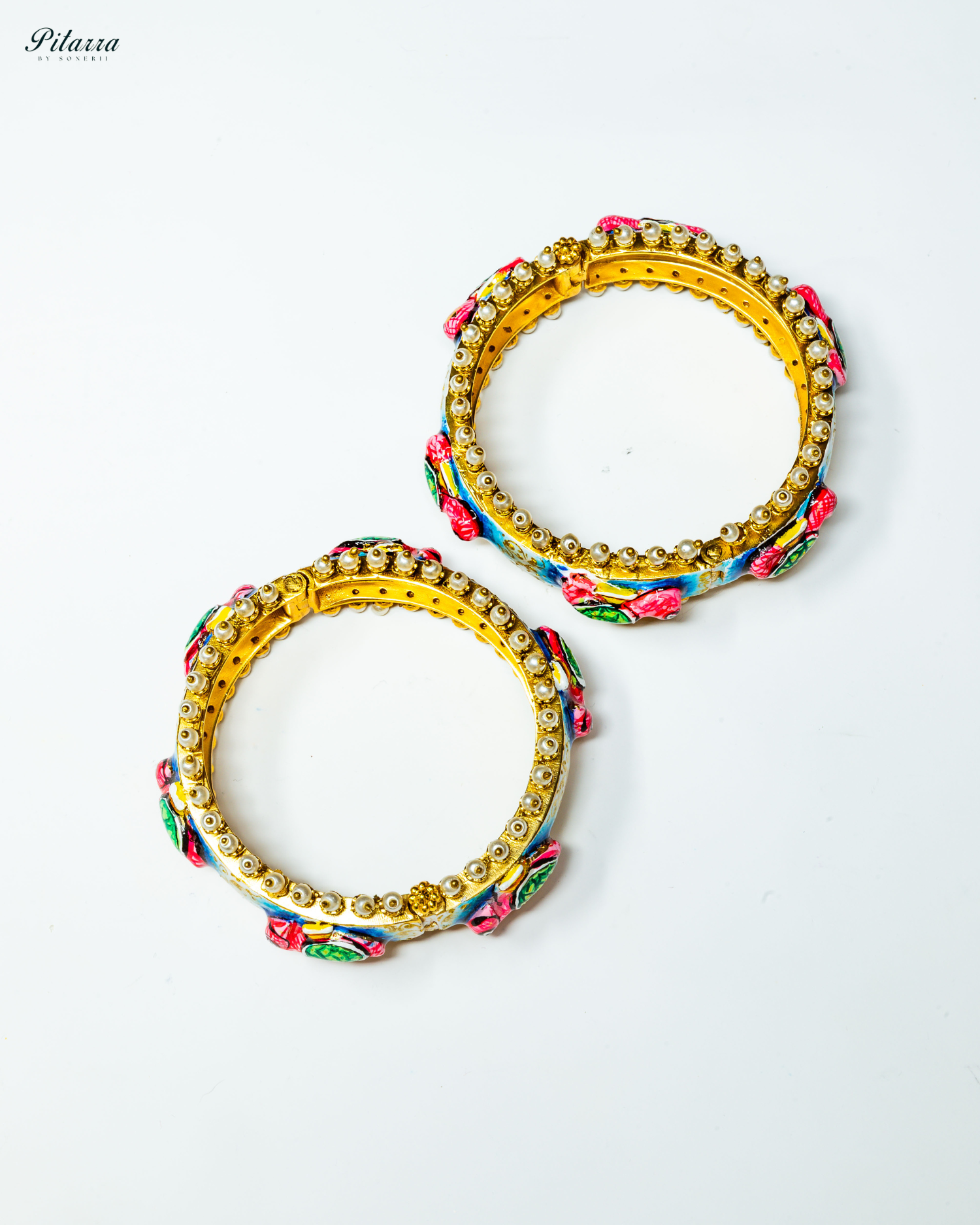 Gold Plated Bird Design Traditional Kundan Bangle_Side Angle
