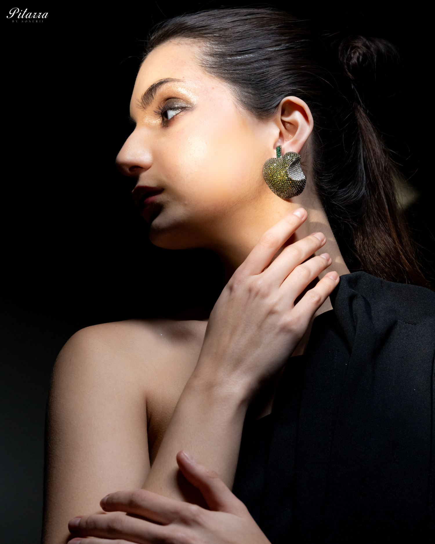 Golden Victorian Polish Earrings_Left Angle
