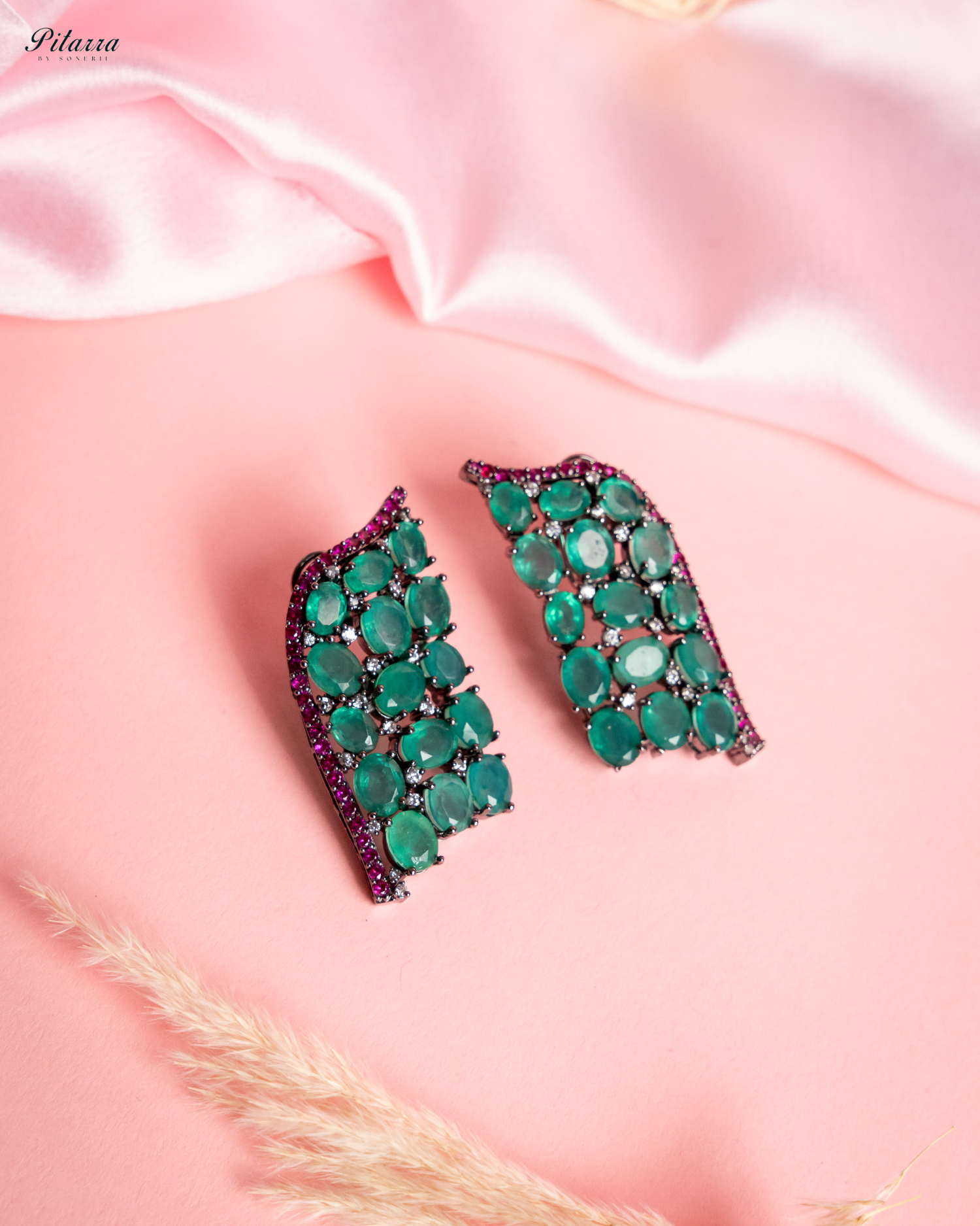 Green Crystal CZ Stud Earrings_Image
