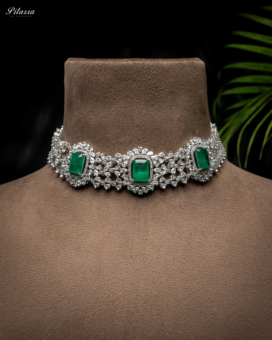 Green Cubic Zircon Choker Set_Necklace