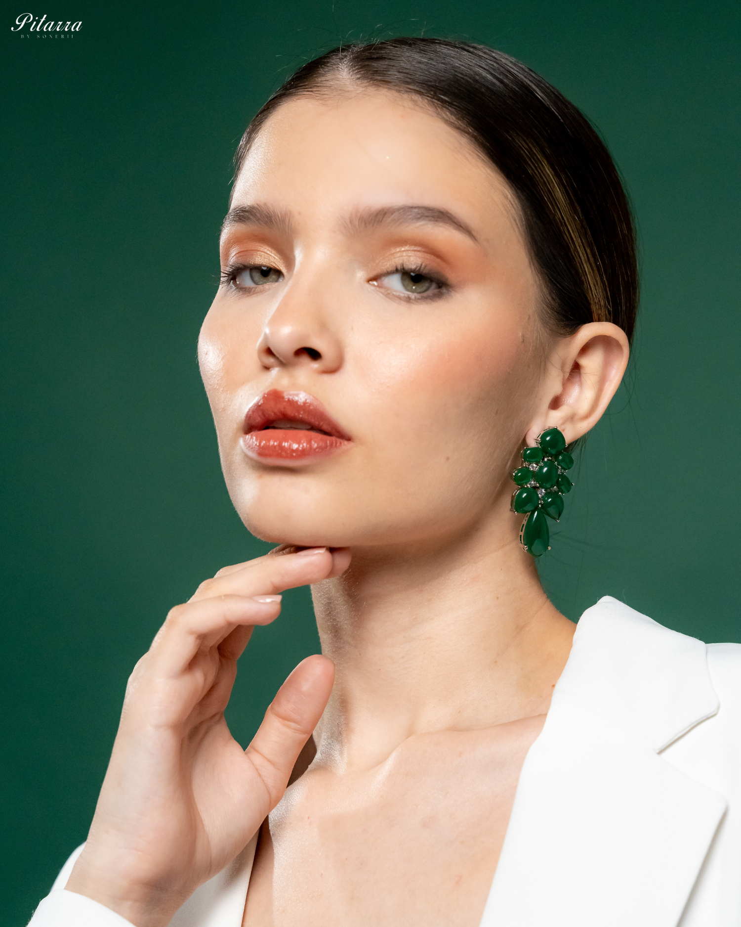 Green Doublet Drop Earrings_Side