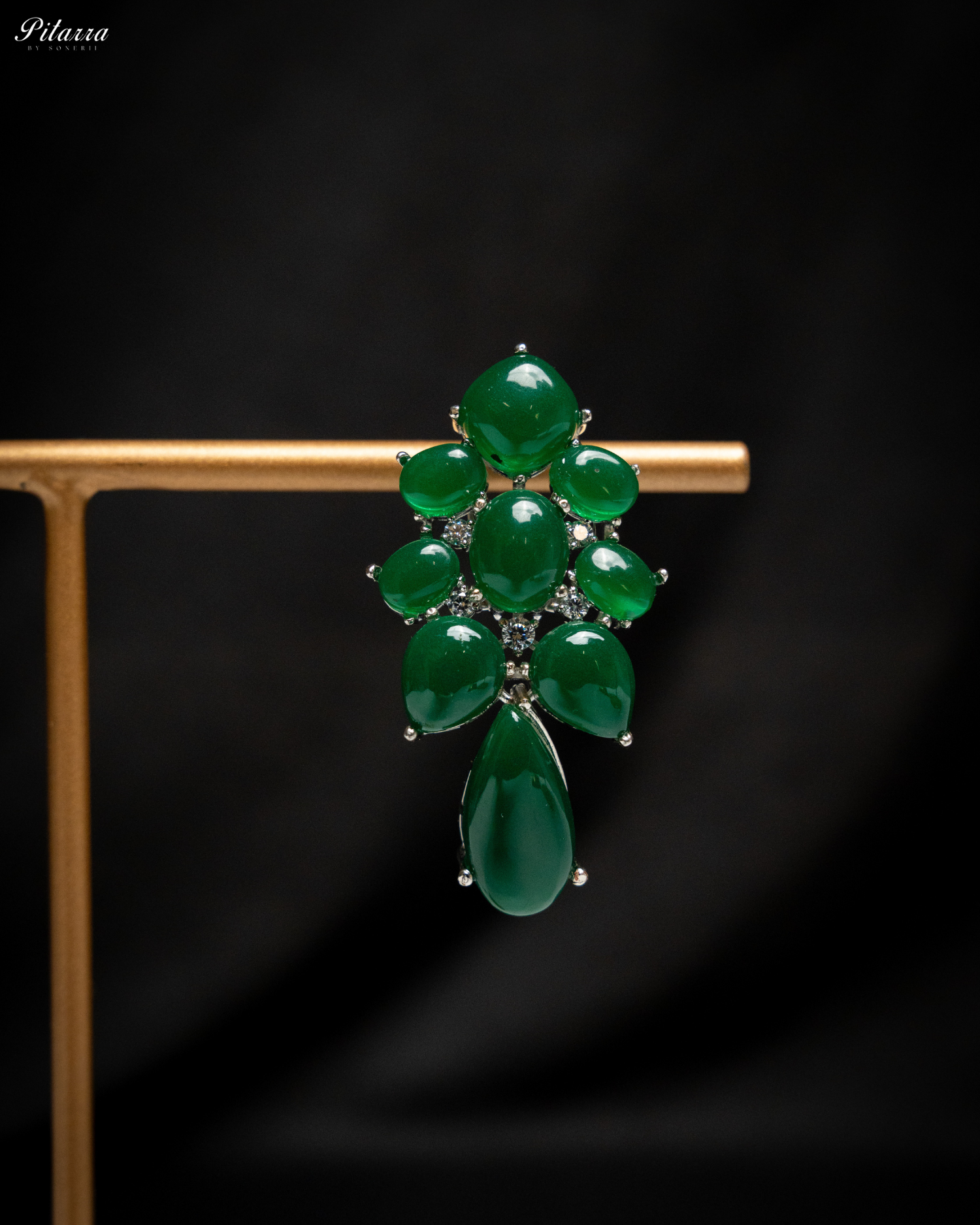 Green Doublet Drop Earrings_Zoom Angle