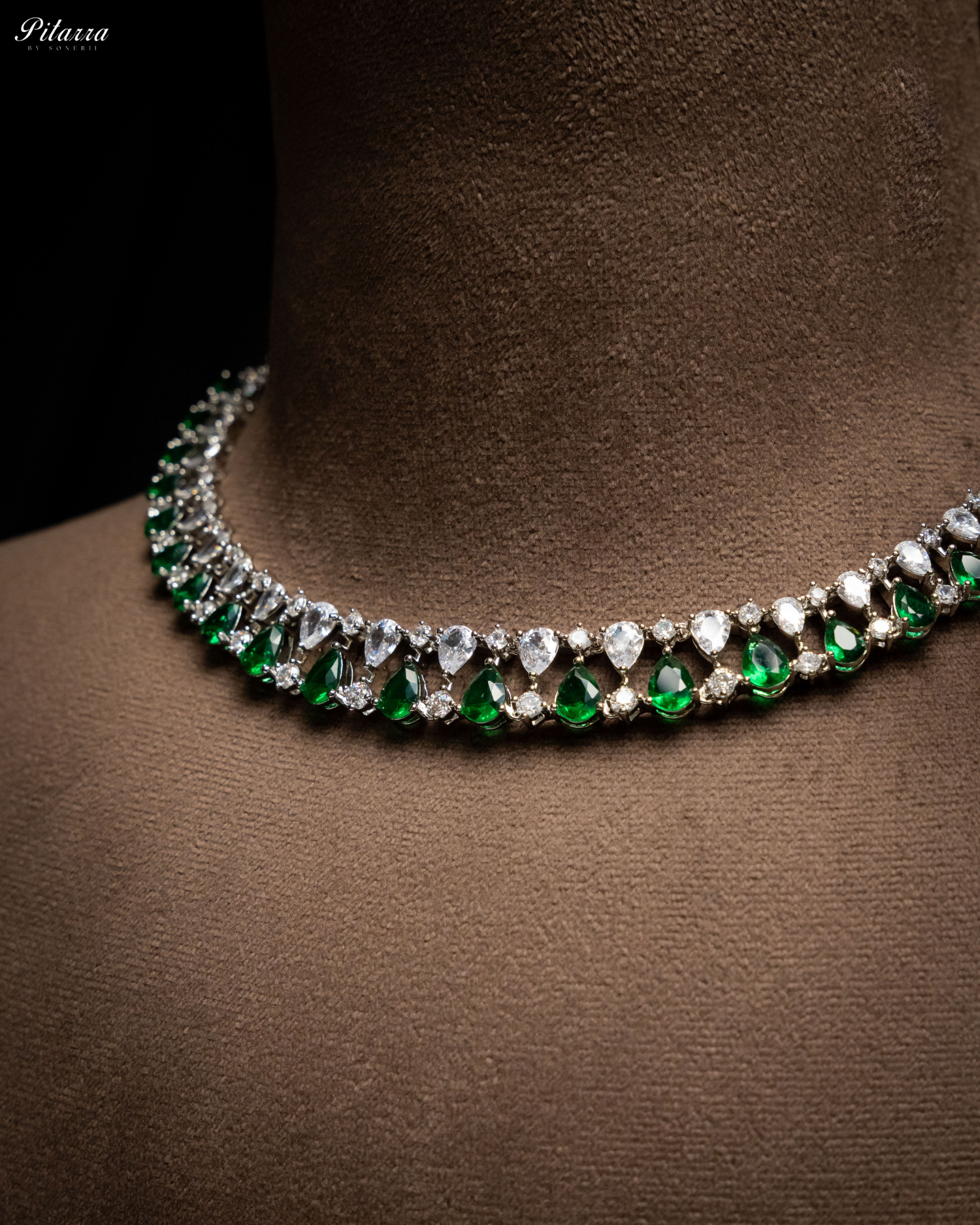 Green Drop CZ Necklace Set_Zoom Angle
