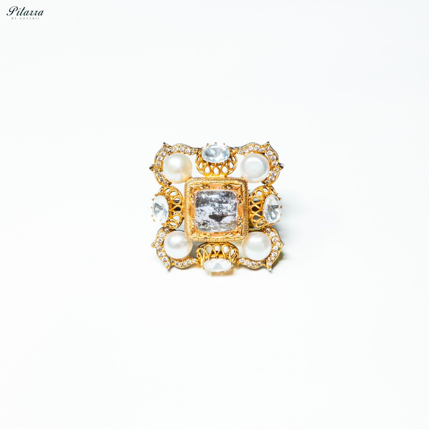 Grey_Pearl_Victorian_Finger_Ring_White Background