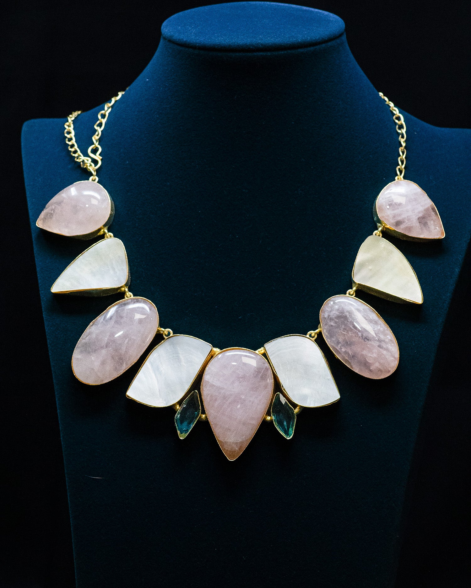 Peach Drop Multi Sculptural Stone Statement Necklace Set
