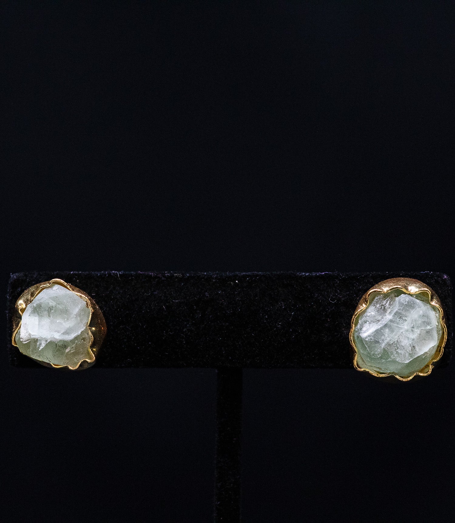 Gold Plated Green Raw Stone Collar Pendant Set