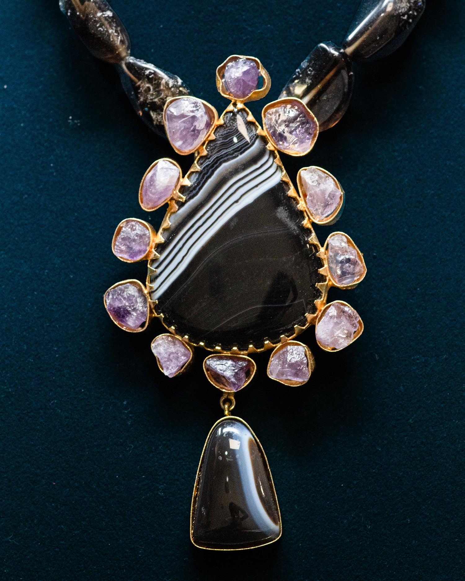 Purple Stone Midnight Slate Medallion Pendant