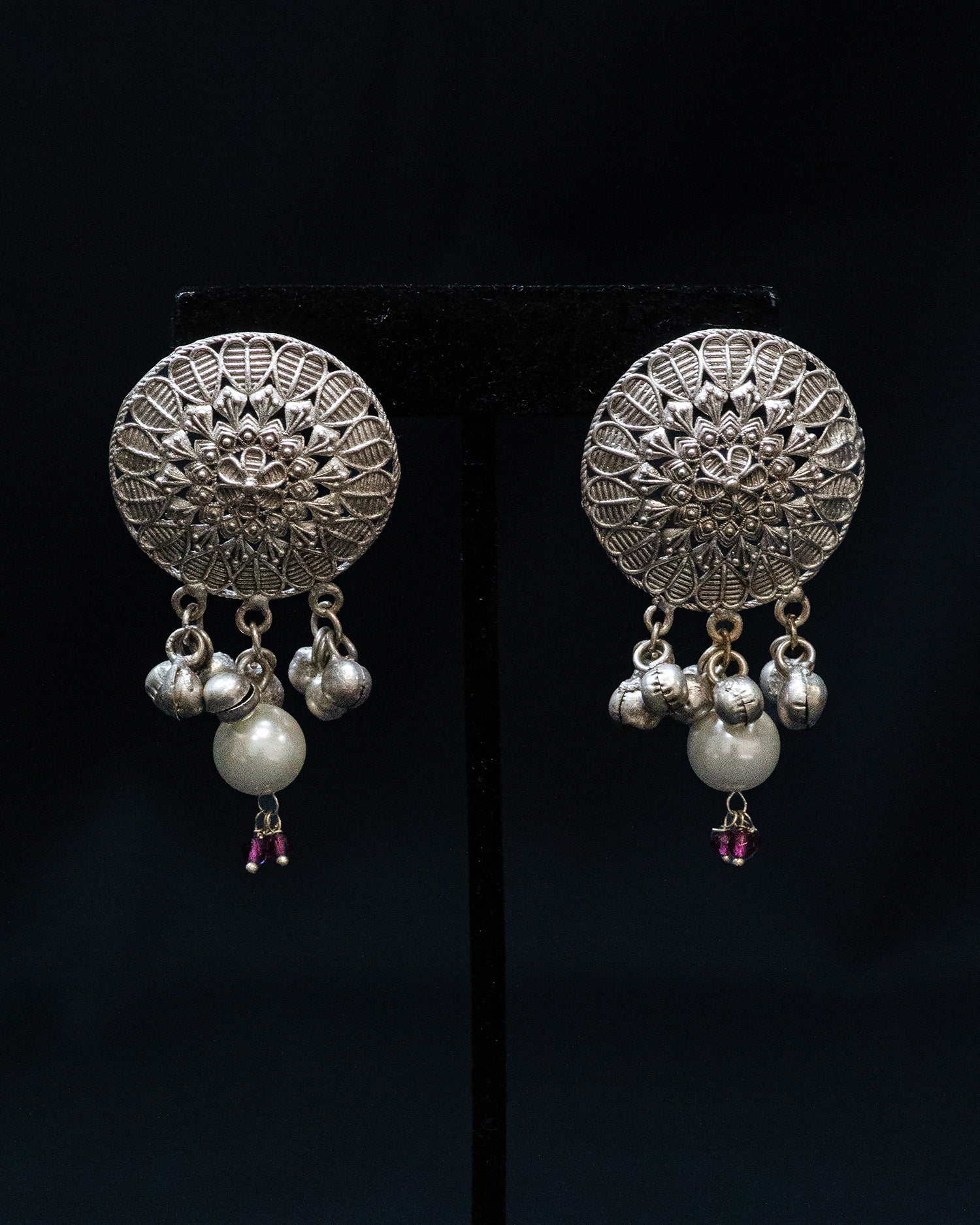 Pink Flora and Elephant Motif Silver Look Alike Necklace
