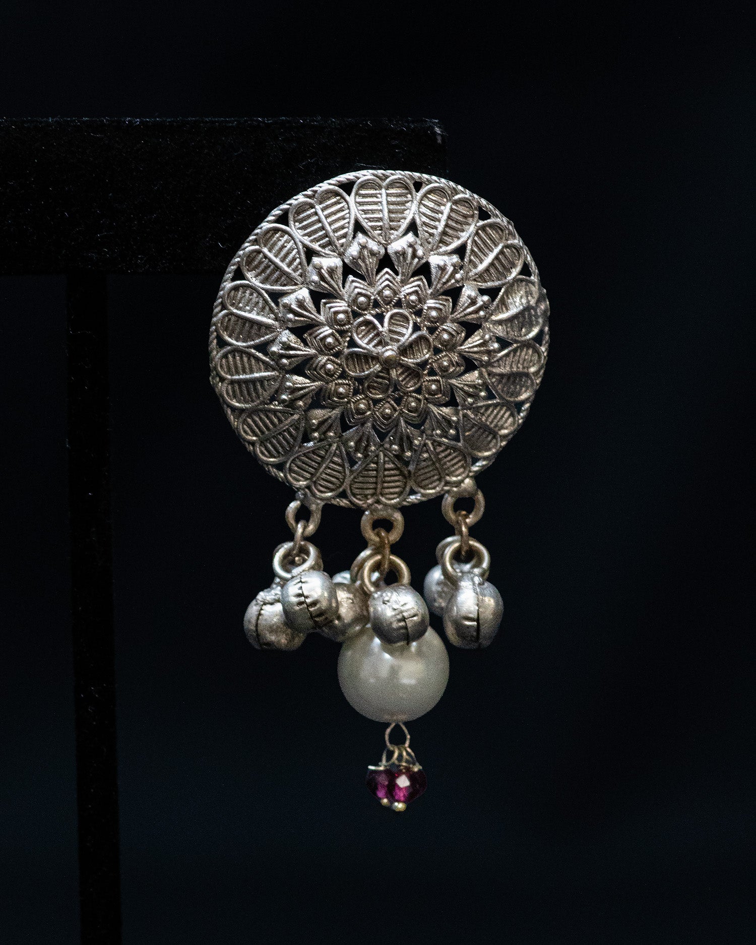 Pink Flora and Elephant Motif Silver Look Alike Necklace