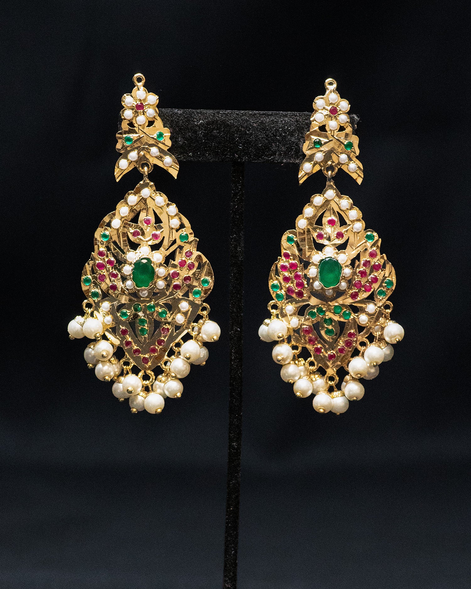 Multilayer Beads Green and Pink Unique Kundan Necklace Set