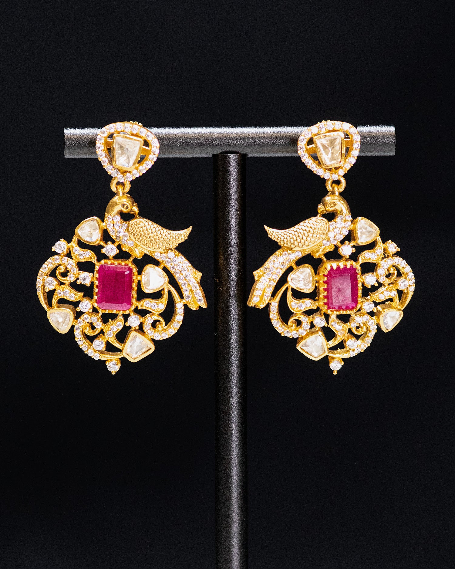Royal Ruby Red & Peacock Motif Kundan Choker Set