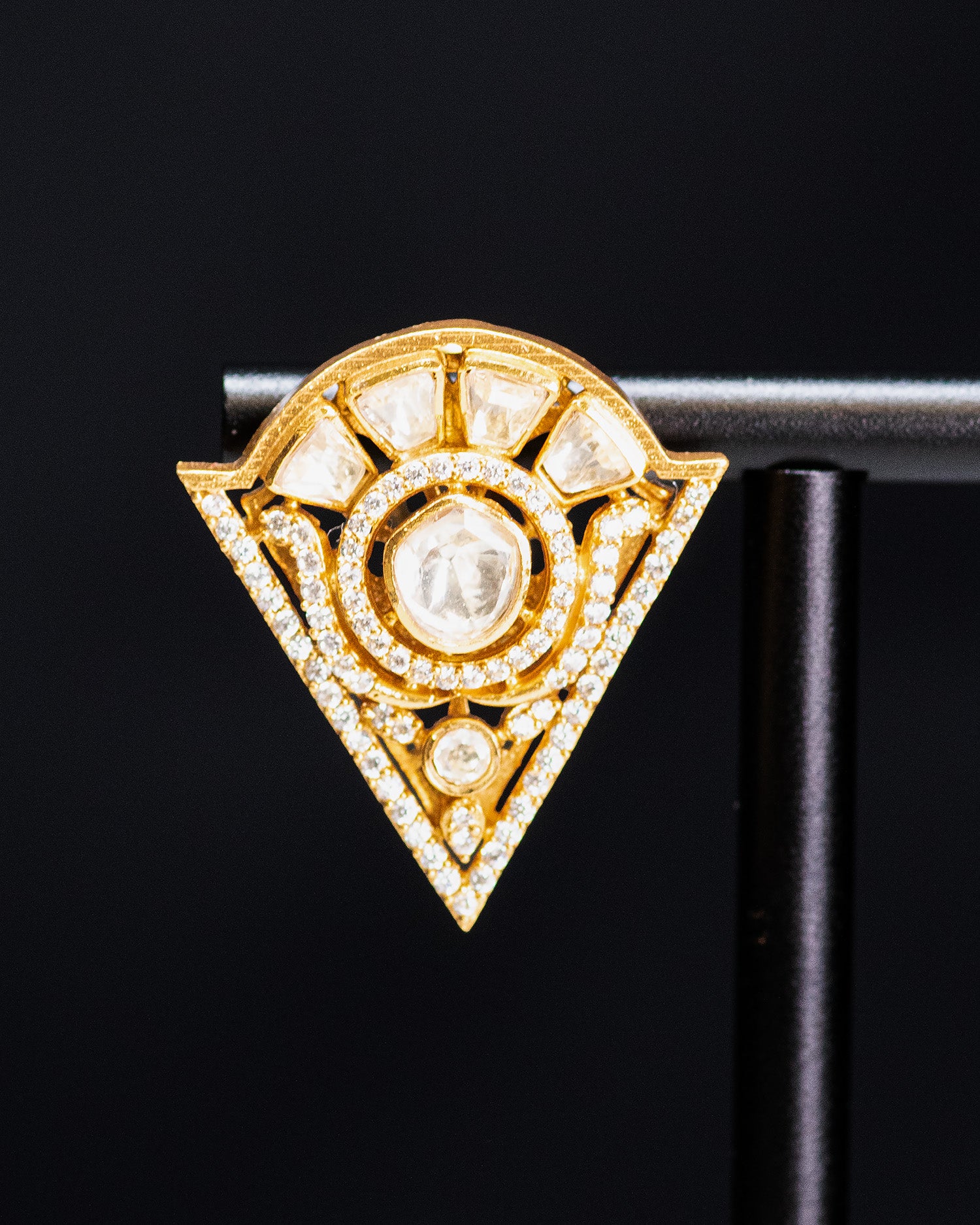 Classic Clear CZ & Uncut Kundan Geometric Long Chain Set
