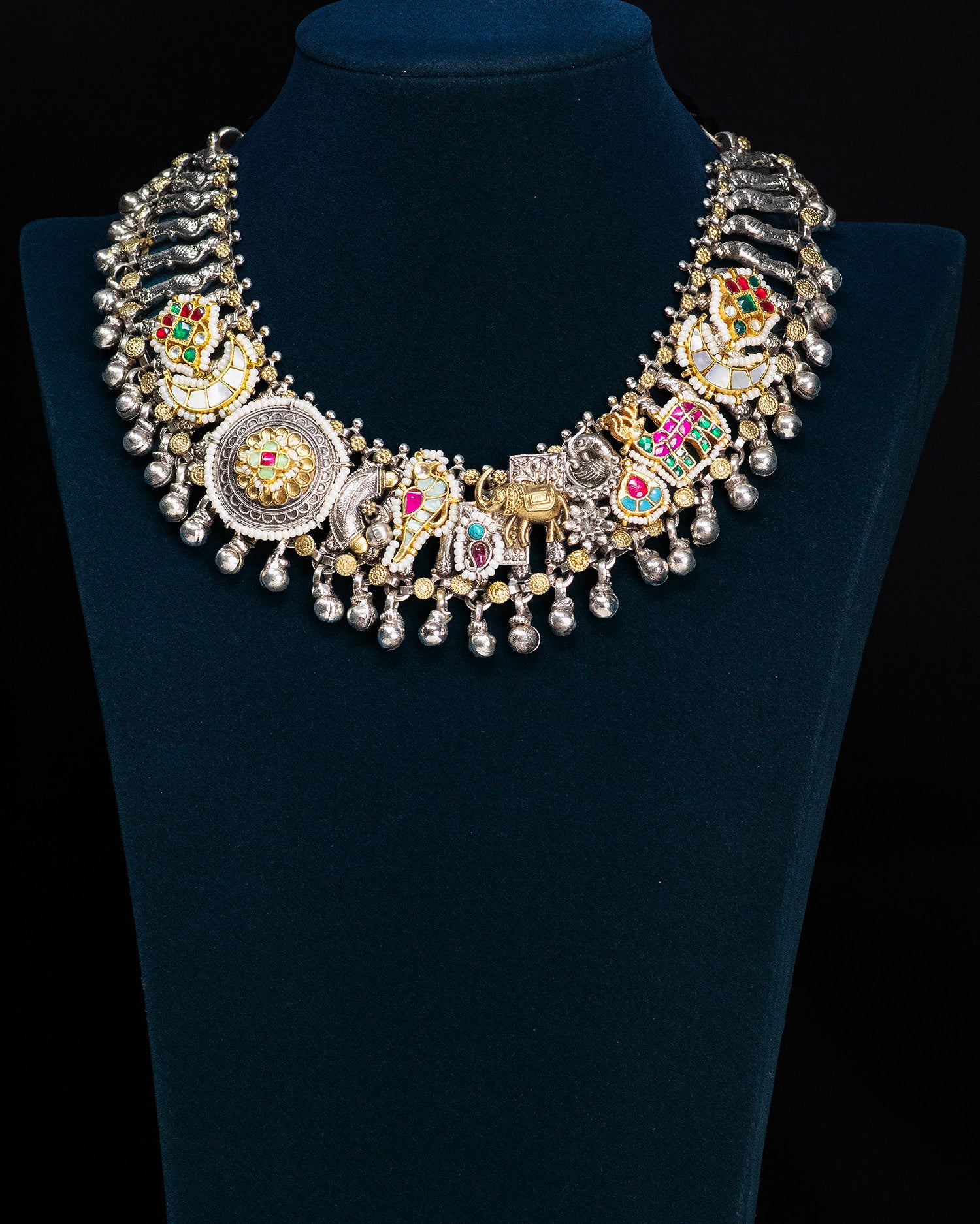 Royal Heritage Silver Look Alike Statement Necklace Set