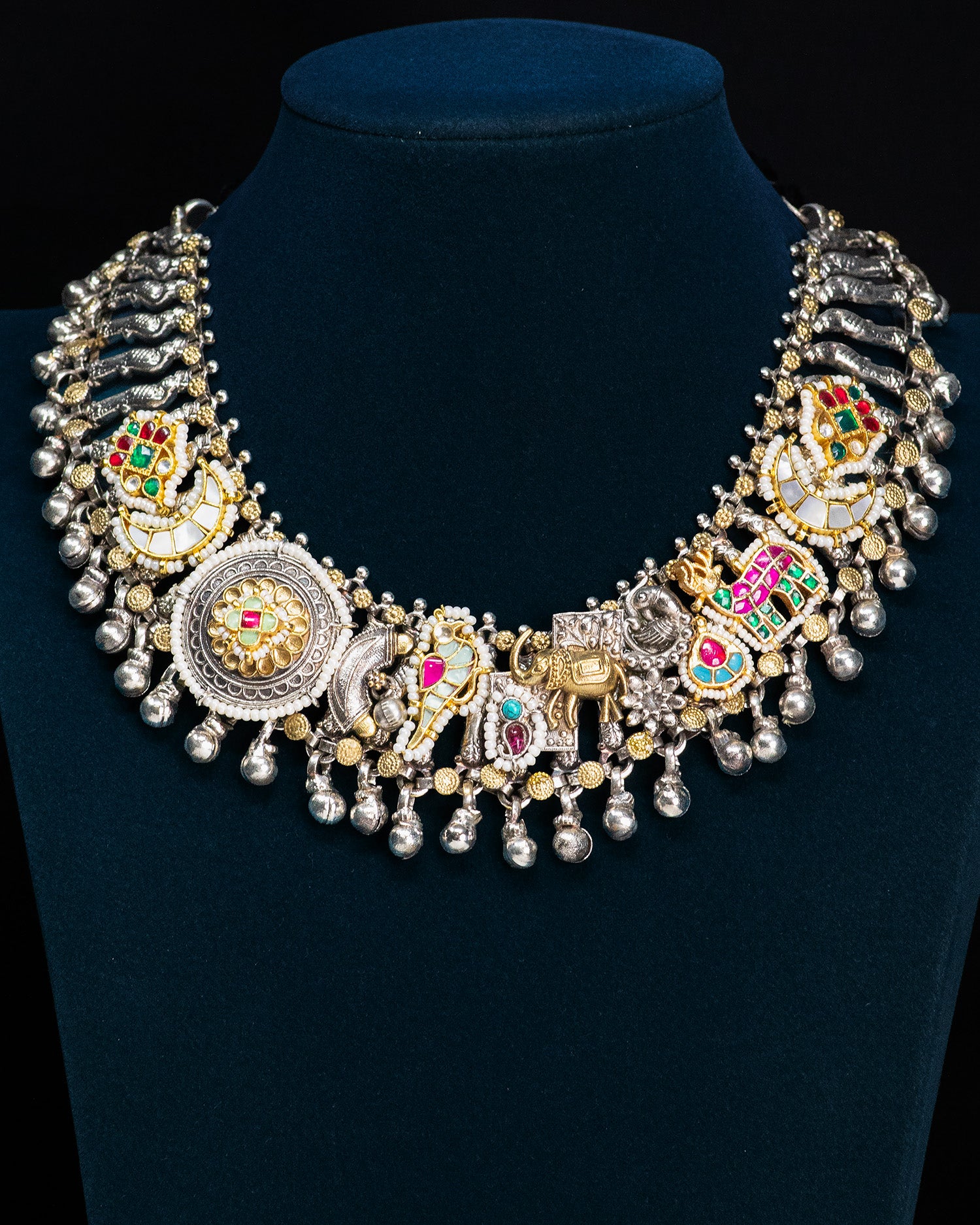 Royal Heritage Silver Look Alike Statement Necklace Set