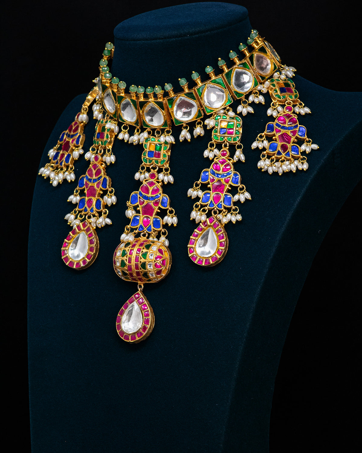 Multicolor Handcrafted Pachi Kundan Necklace Set