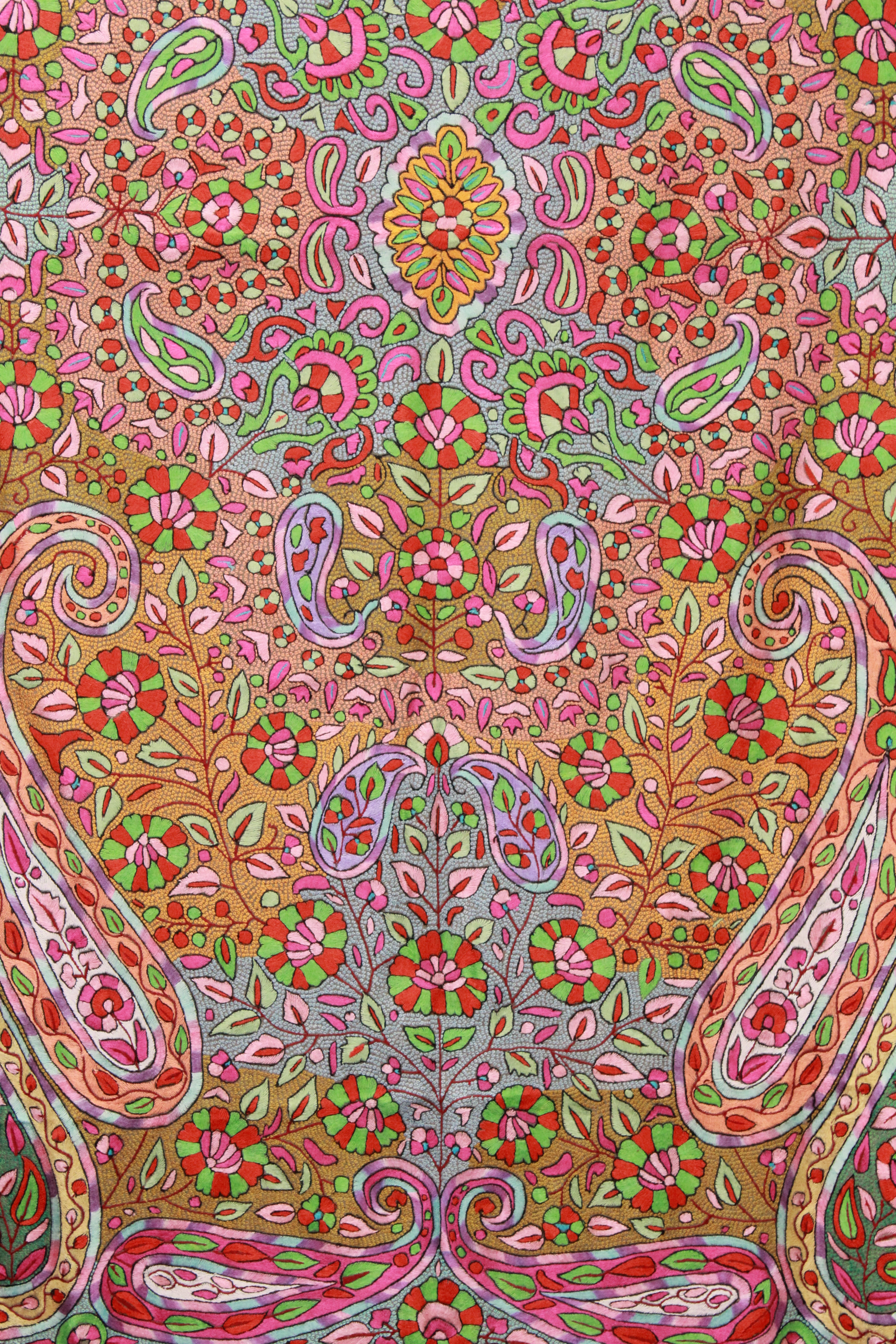 Multicolor Floral Paisley Embroidered Beige Shawl