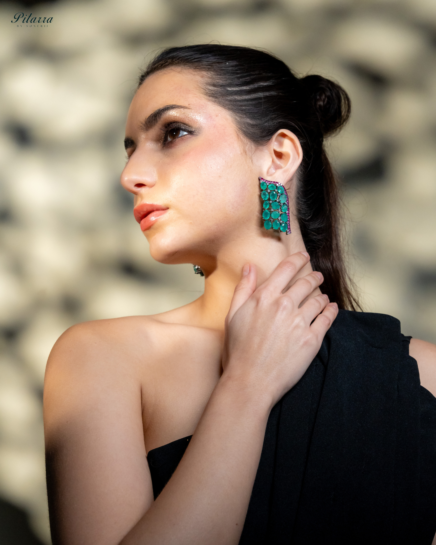 Mint Green Crystal CZ Stud Earrings_Pose
