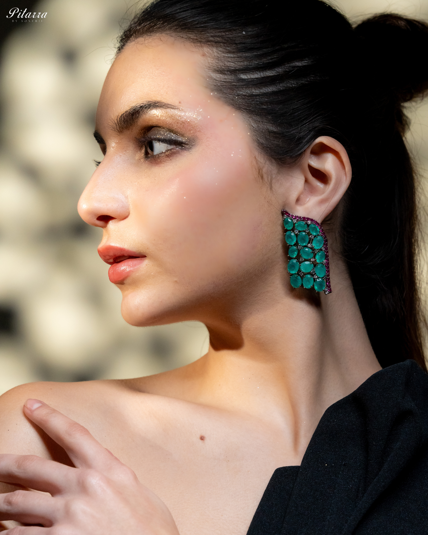 Mint Green Crystal CZ Stud Earrings_Side Image