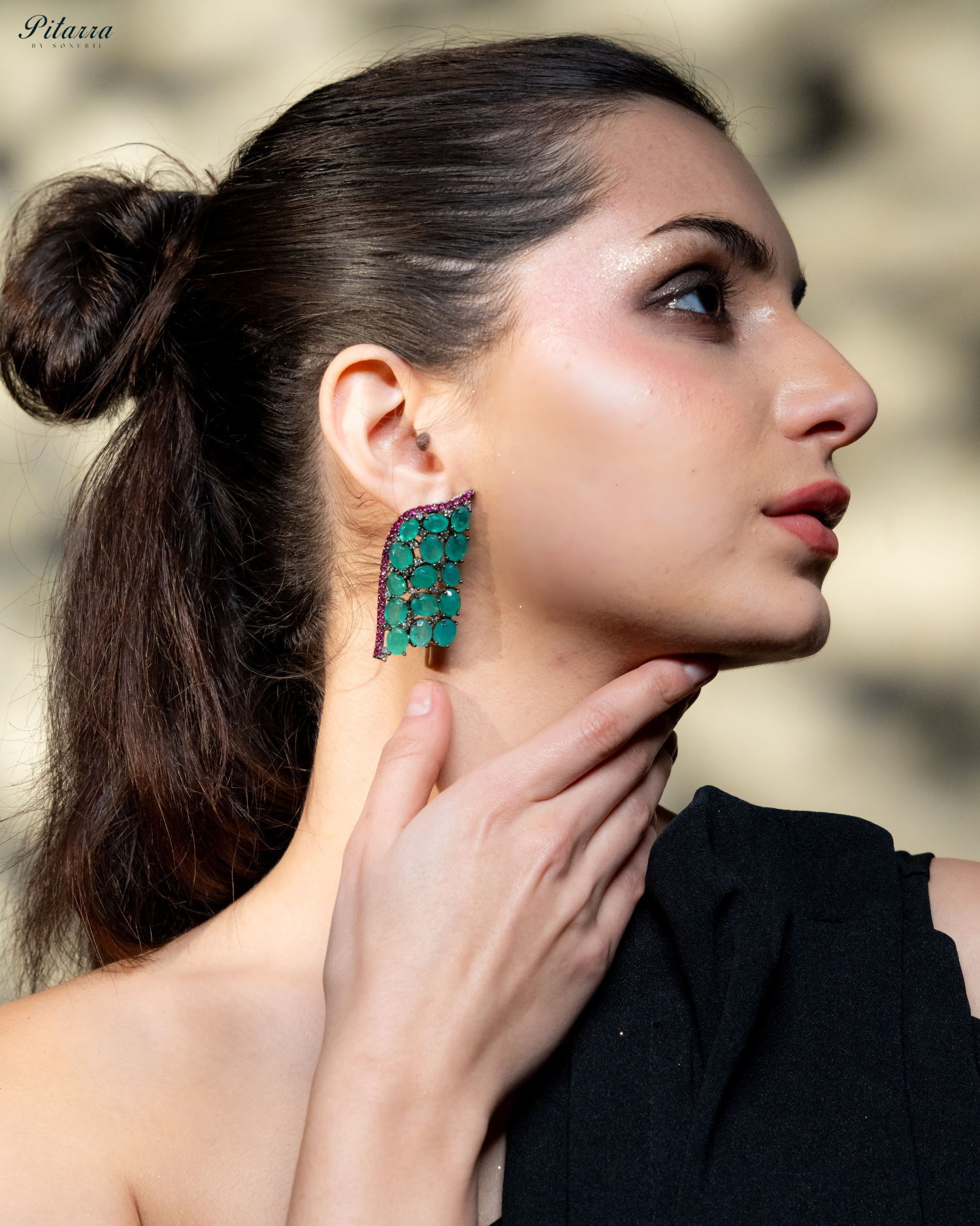 Mint Green Crystal CZ Stud Earrings_Side Pose