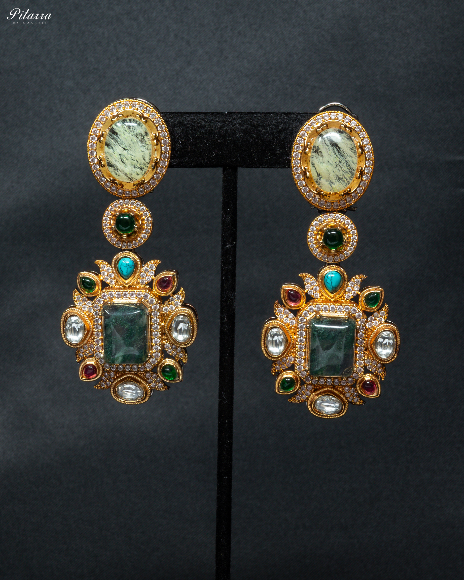 Multicolor Doublet Fusion Choker Set_Earrings