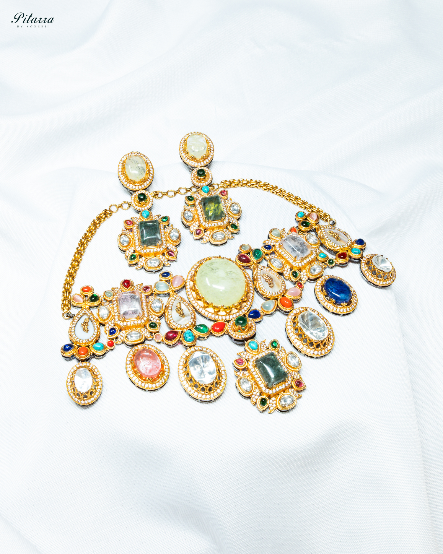 Multicolor Doublet Fusion Choker Set_White Background