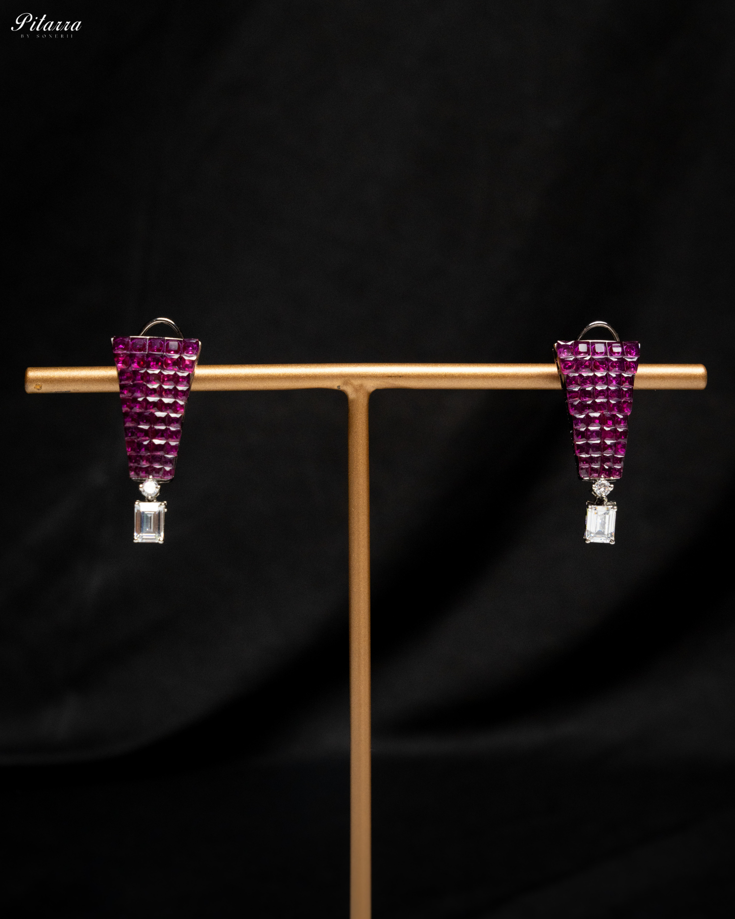 Pink CZ Choker Set_Earrings