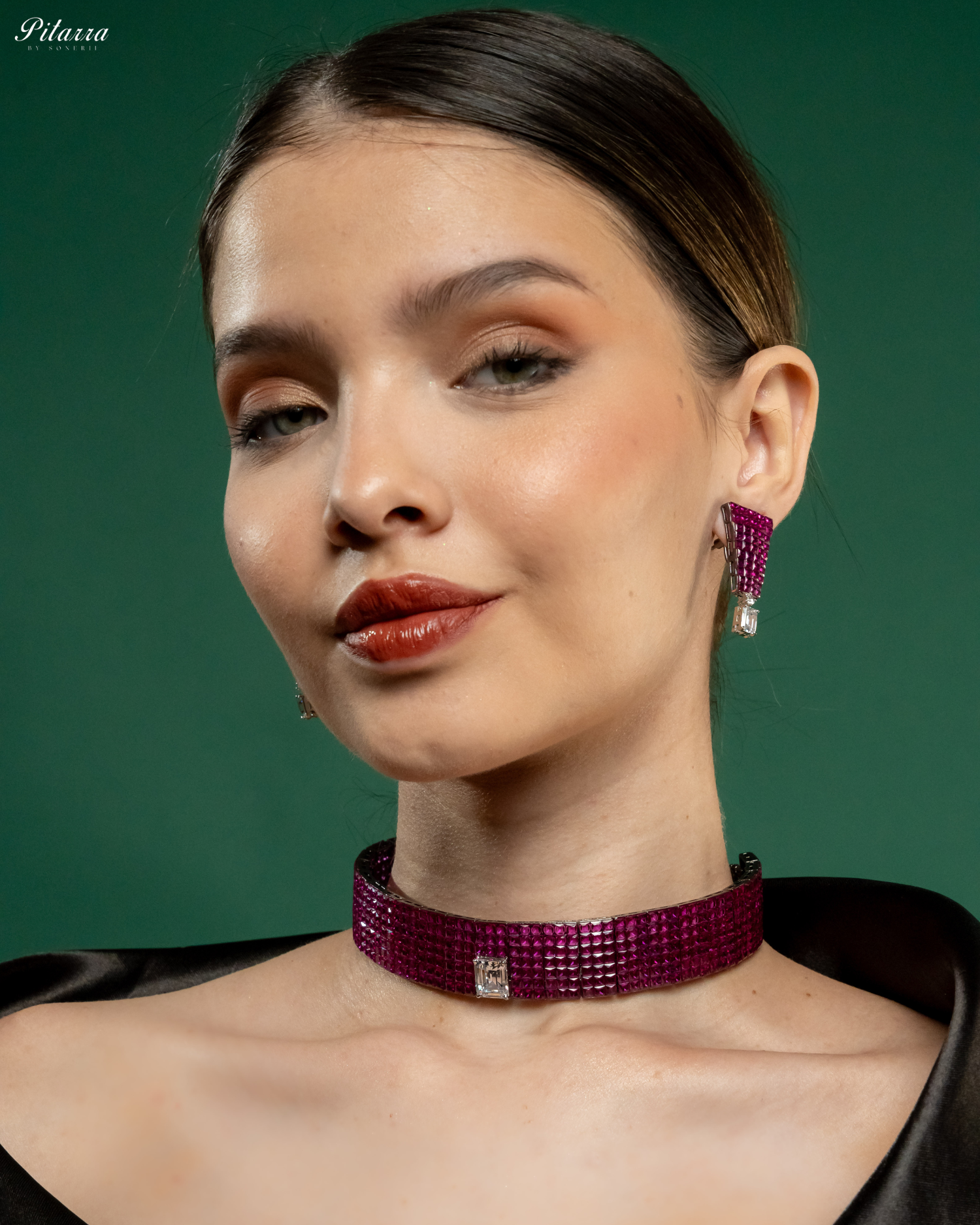 Pink CZ Choker Set_Front Image