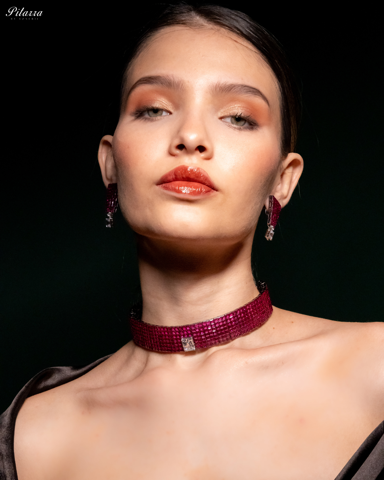 \Pink CZ Choker Set_Front Pose