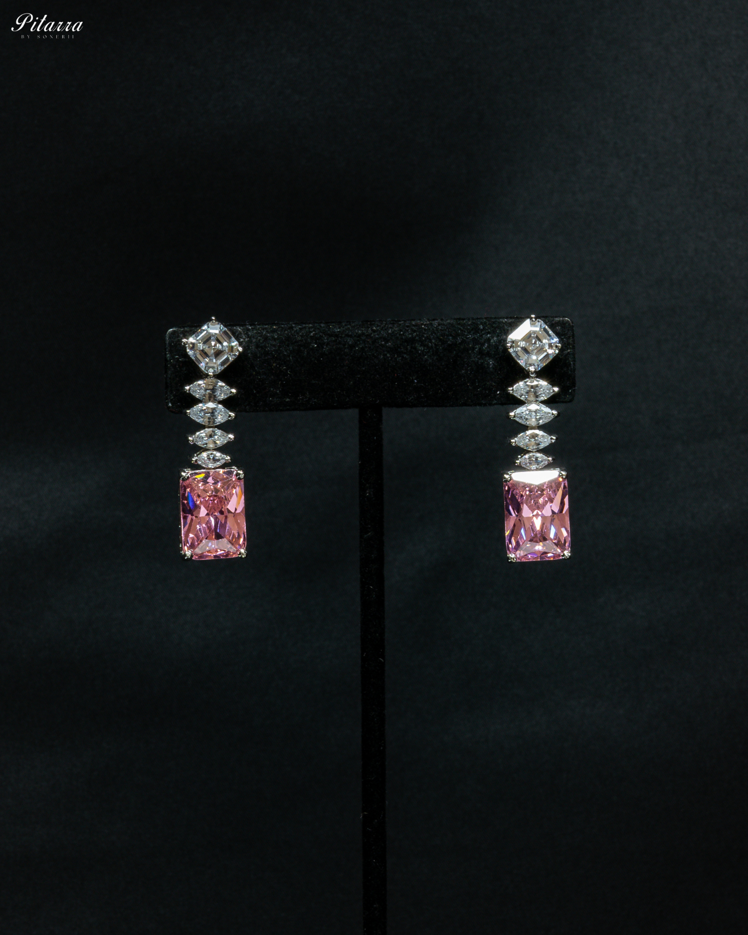 Pink Stone Cubic Zirconia Pendant Set_Earrings