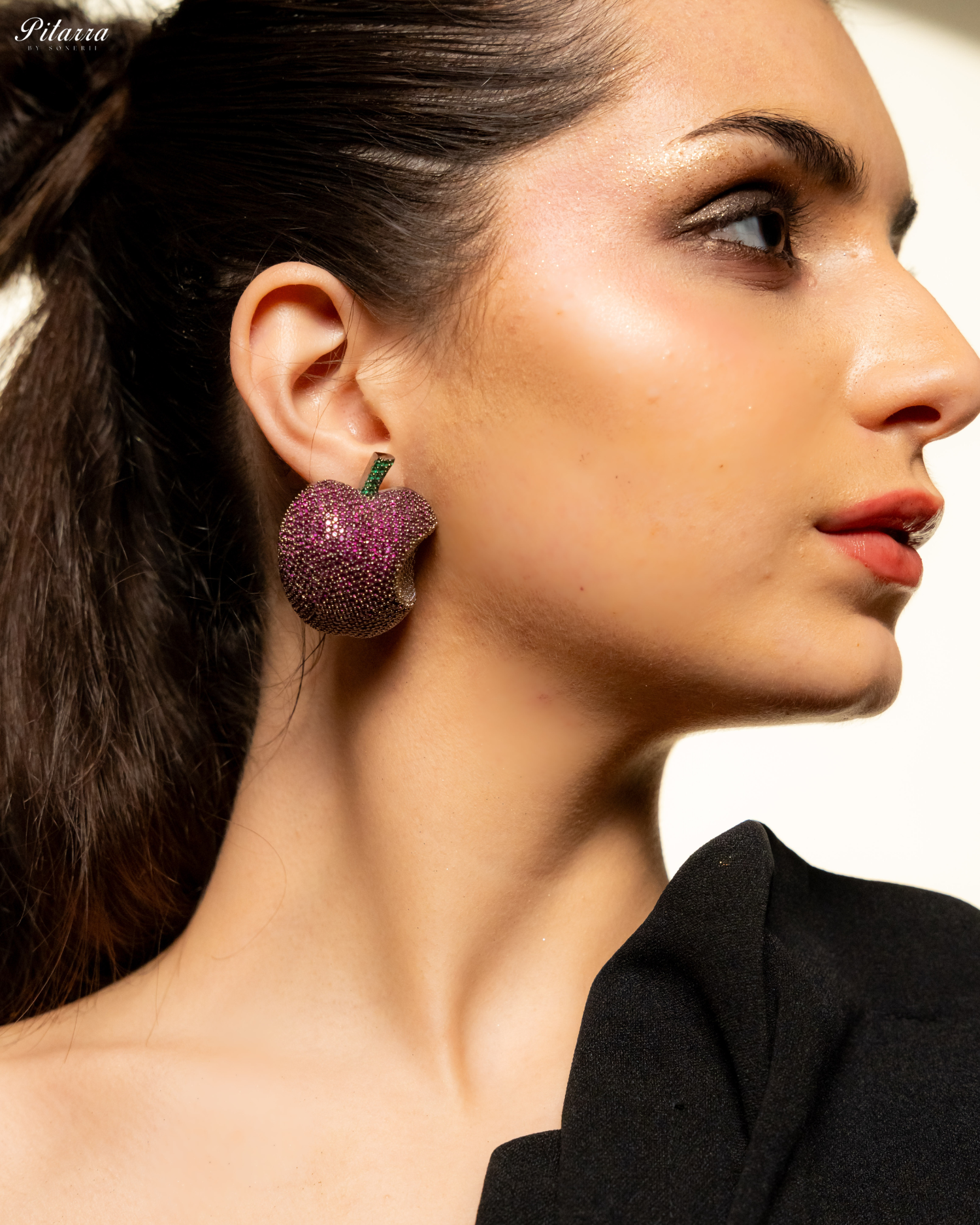 Pink Victorian Polish Earrings_Side Pose