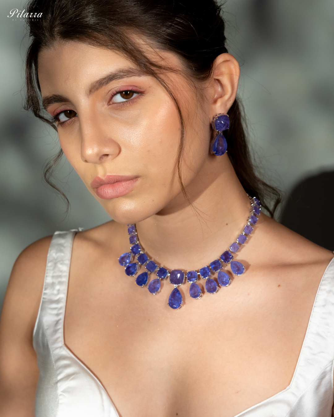 Pitarra Blue Crystal Necklace Set_Left